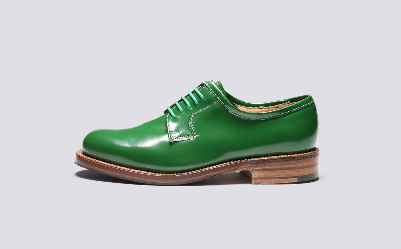 Camden | Womens Derby Shoes in Green Leather | Grenson