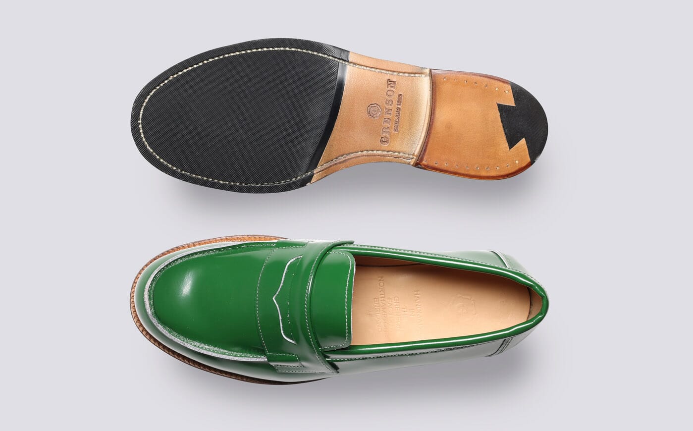 Epsom Womens Loafers in Green Leather Grenson