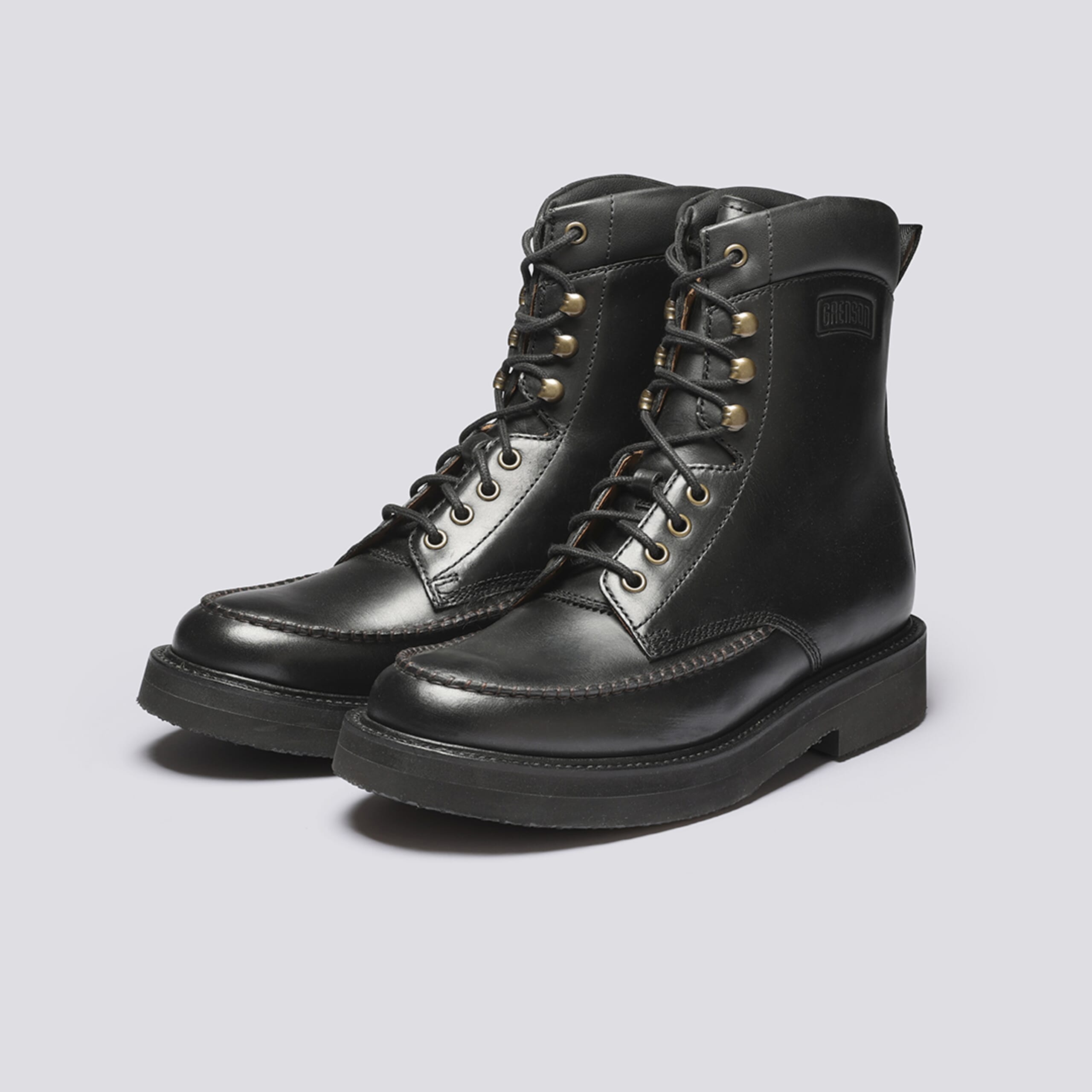 Roddy | Mens Derby Boots in Black Leather | Grenson