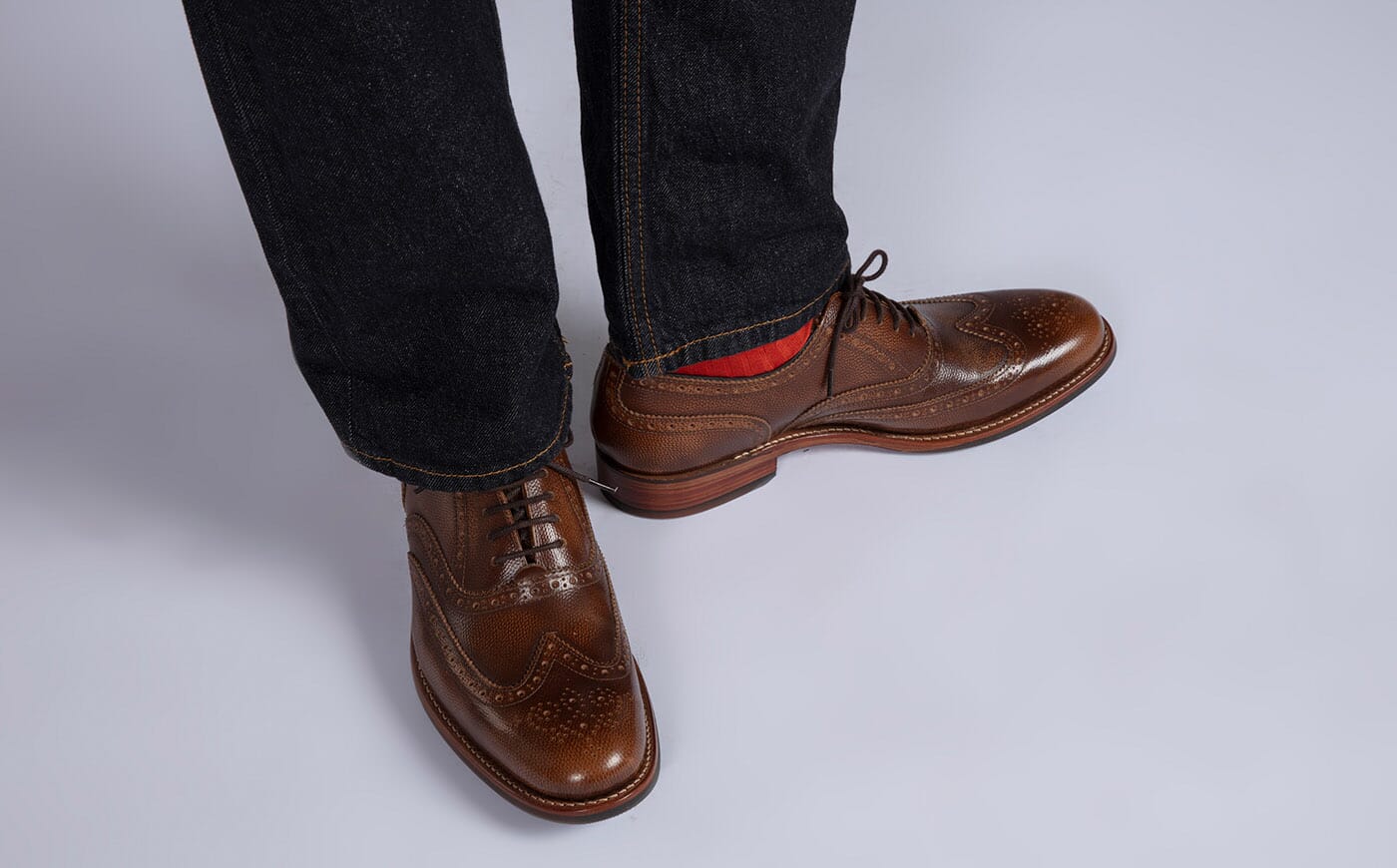 Dylan | Mens Brogues in Tan Grain Leather | Grenson display picture 1