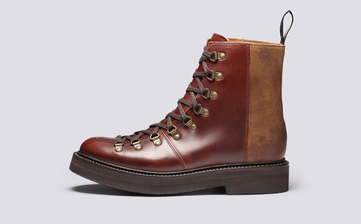 Brady | Mens Hiker Boots in Brown Leather and Suede | Grenson