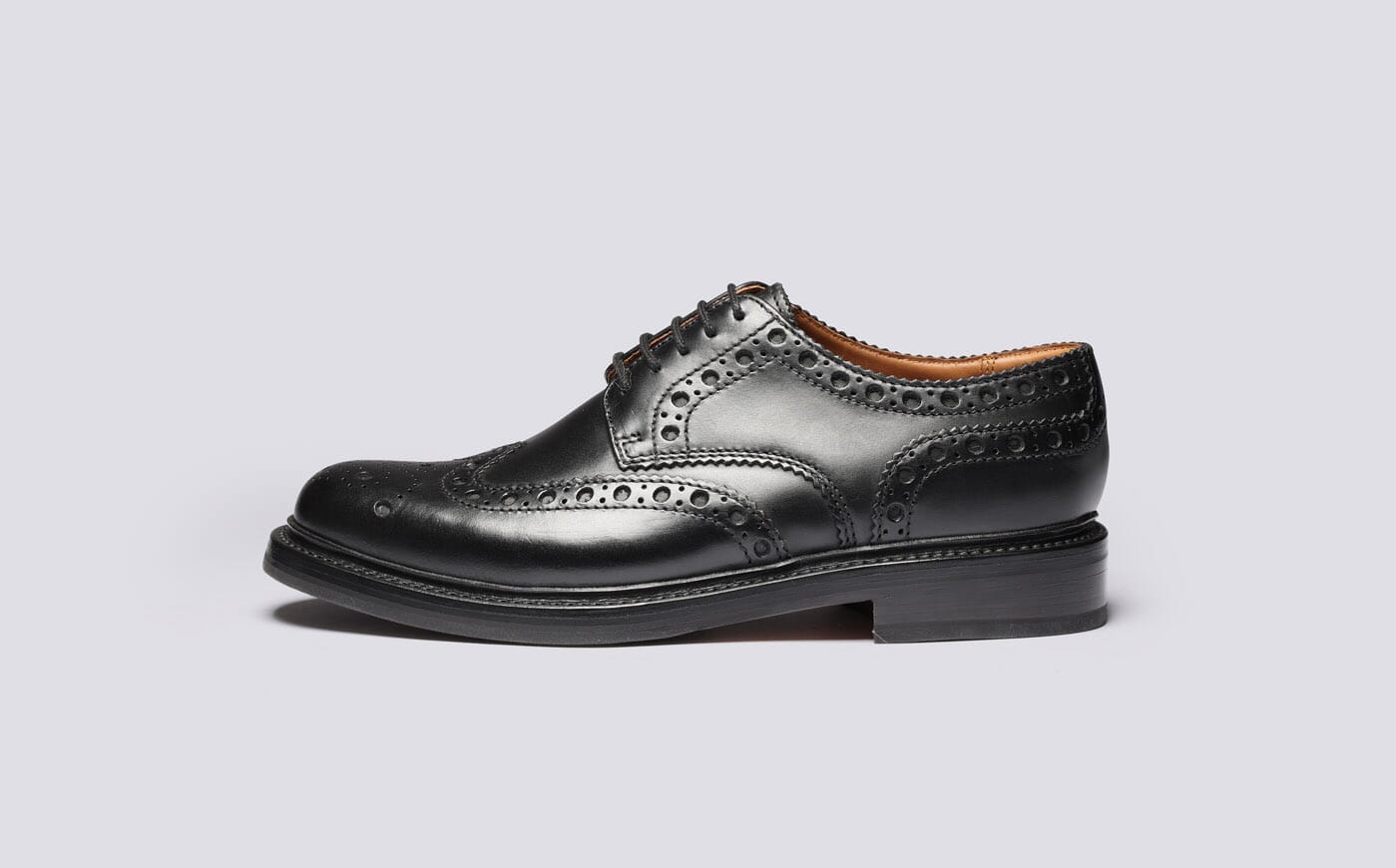 Archie | Mens Brogues in Black Pull Up Leather | Grenson