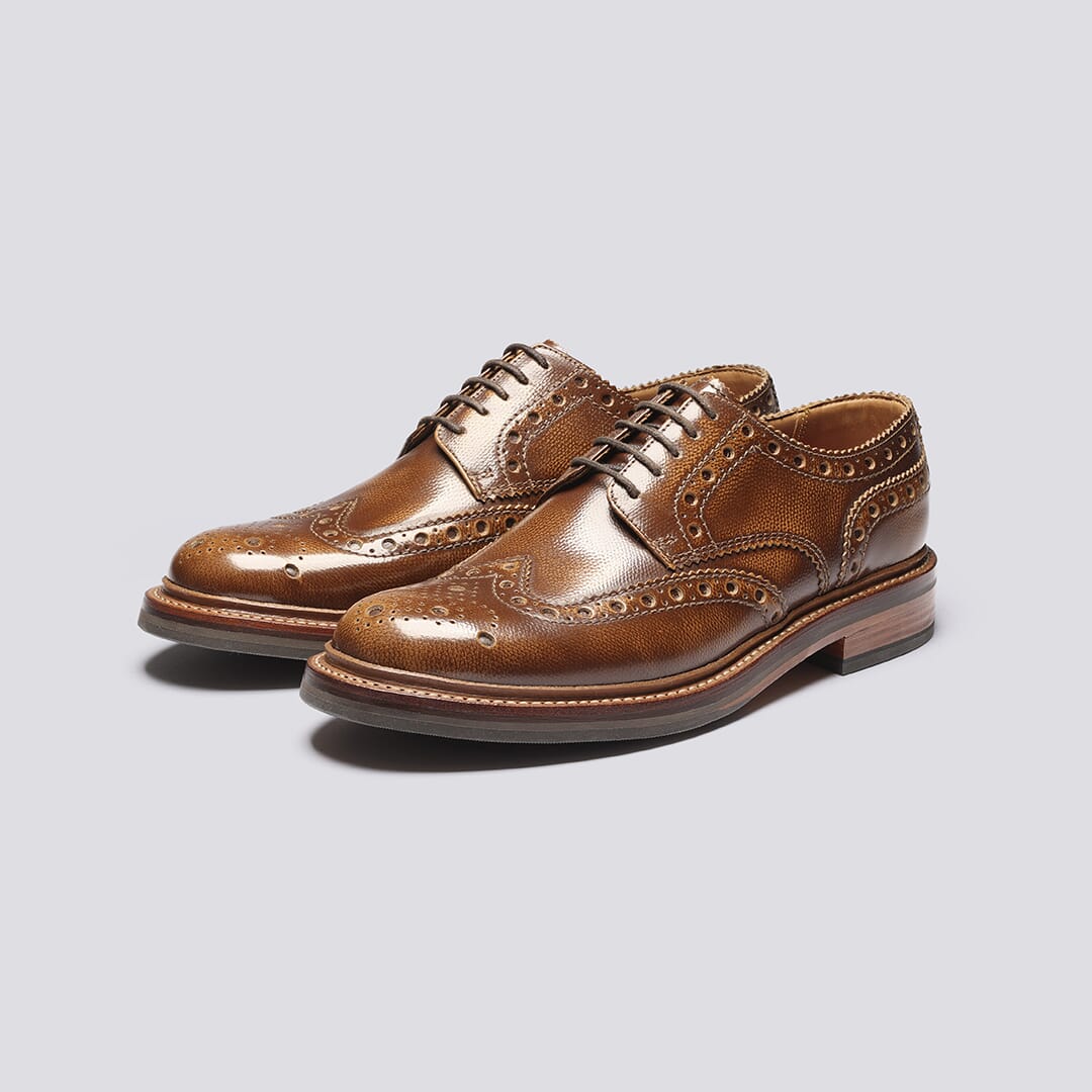 Archie | Mens Brogues in Tan Grain Leather | Grenson