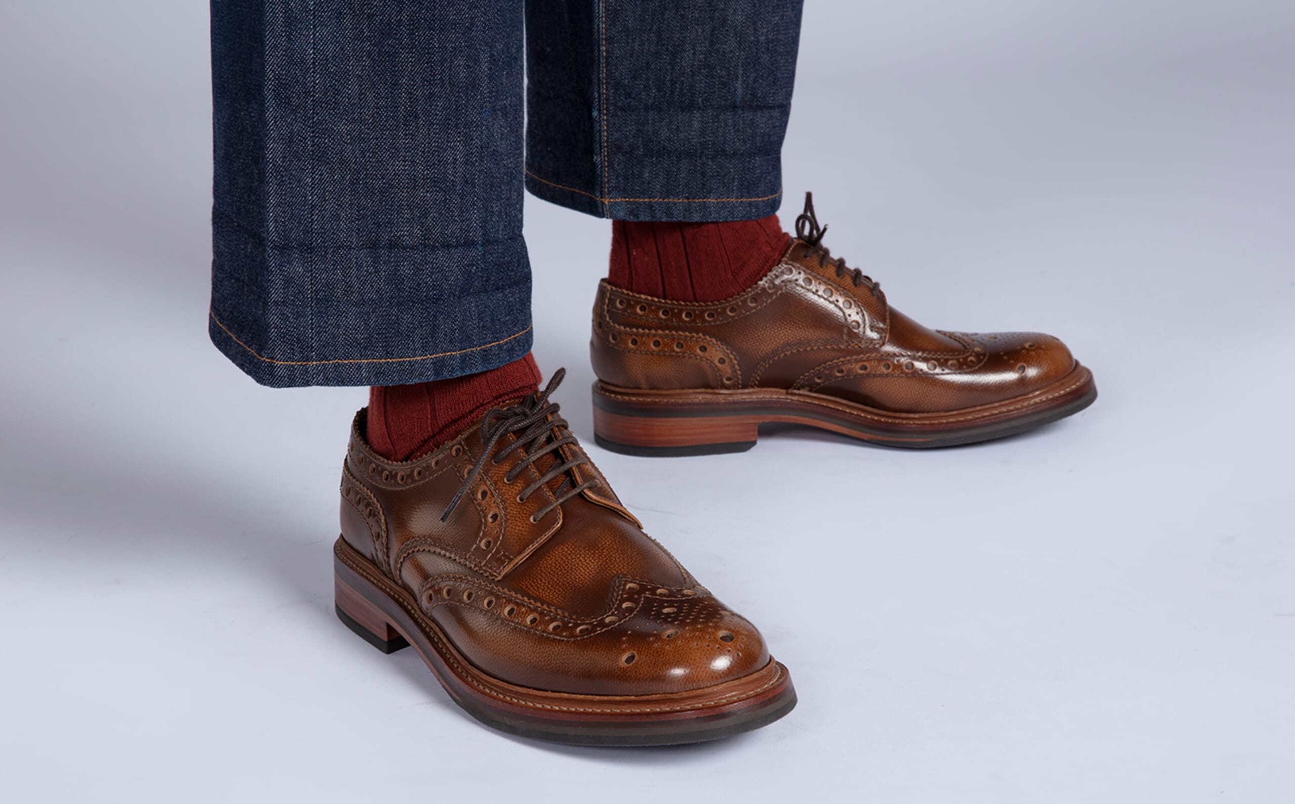 Archie | Mens Brogues in Tan Grain Leather | Grenson