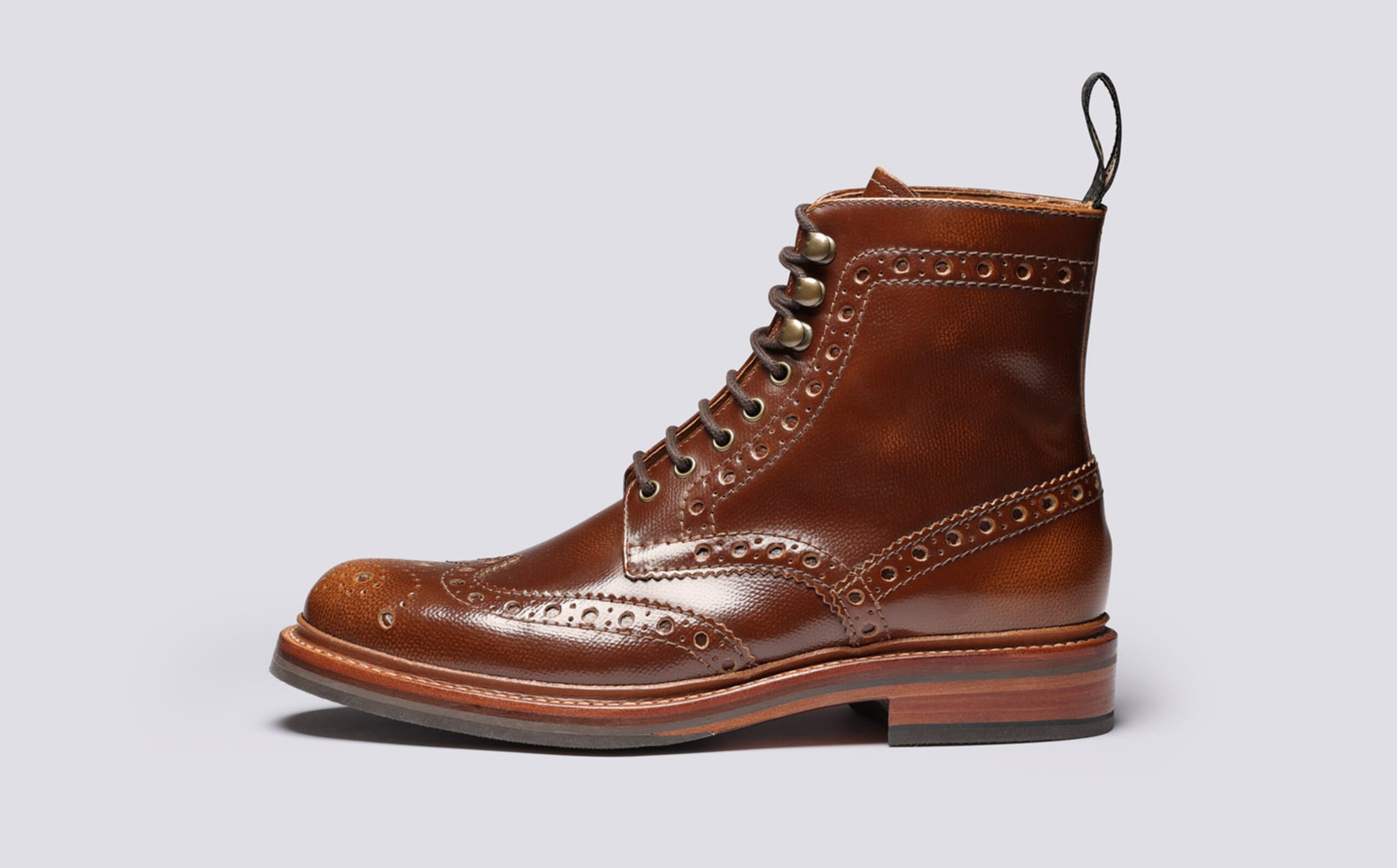 Grenson Rich Brown Leather Brogue Boots Grenson Boots | Fred Calf Tan Brogue Boots 5068/02 main image 2