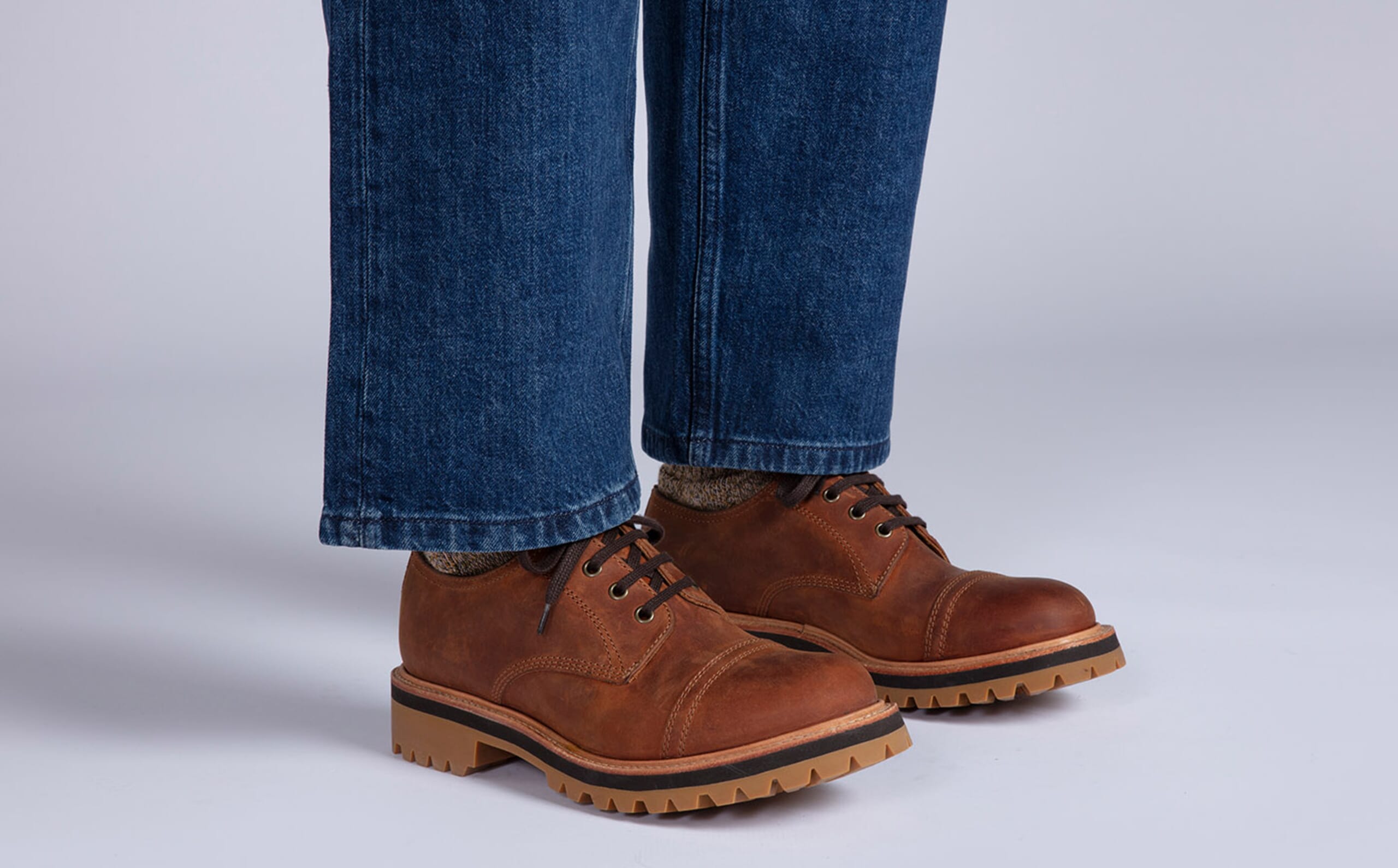 Rhys | Mens Waterproof Derby Shoes in Dark Tan | Grenson display picture 1