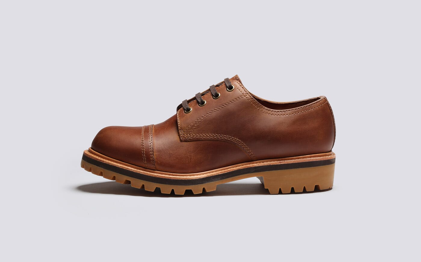 Rhys | Mens Waterproof Derby Shoes in Dark Tan | Grenson