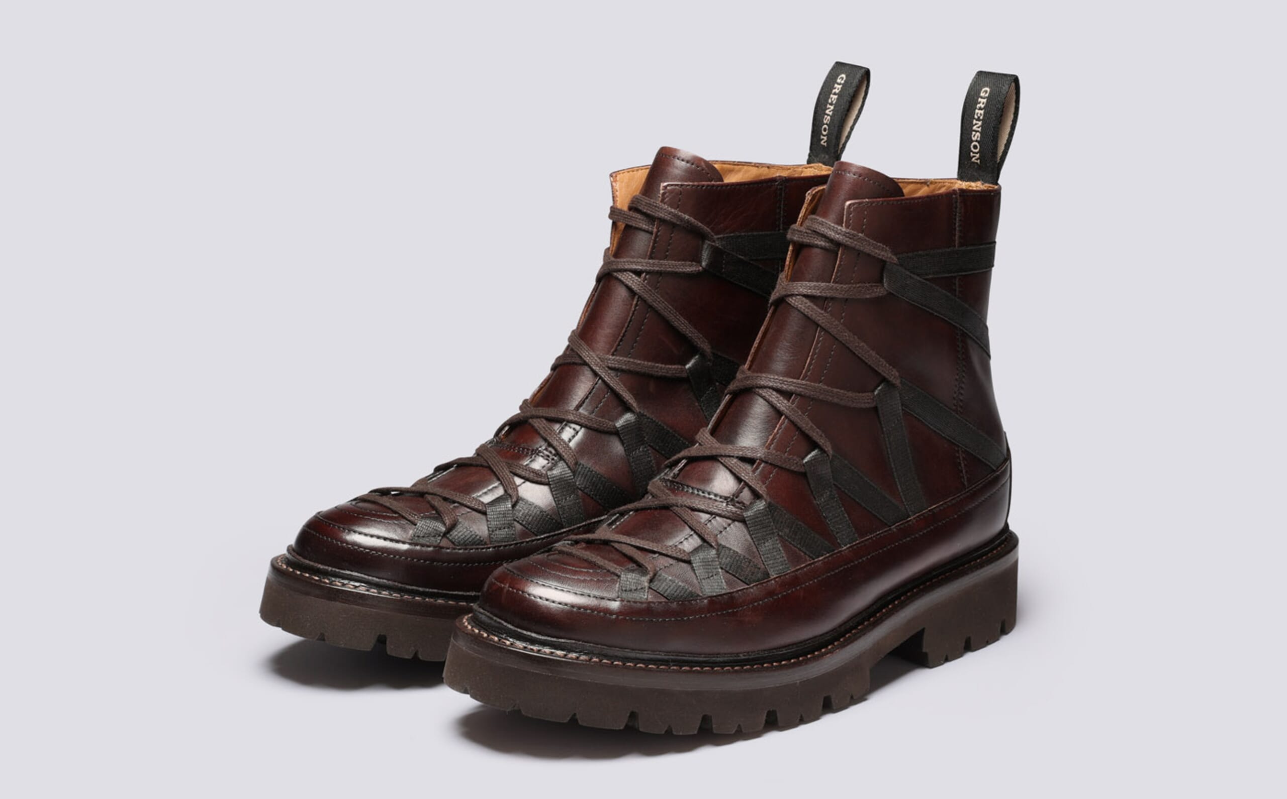 Seeley | Mens Hiker Boots in Dark Brown Leather | Grenson
