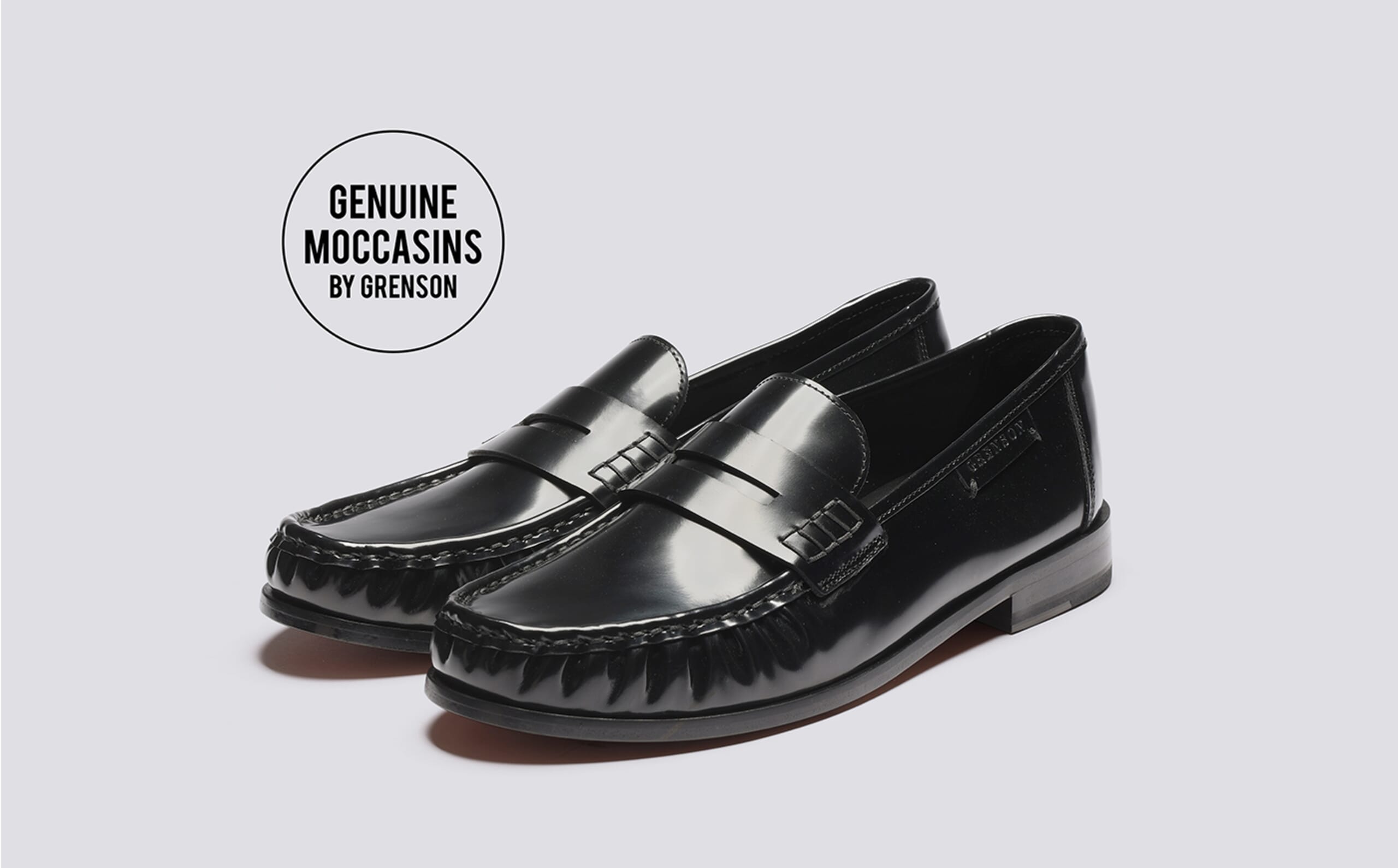 Simeon | Mens Moccasin Loafers in Black Leather | Grenson display picture 3