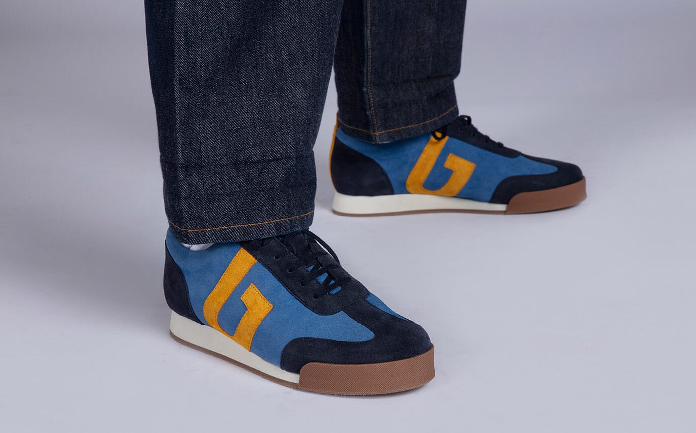 Sneaker 51 | Mens Trainers in Blue and Yellow Suede | Grenson