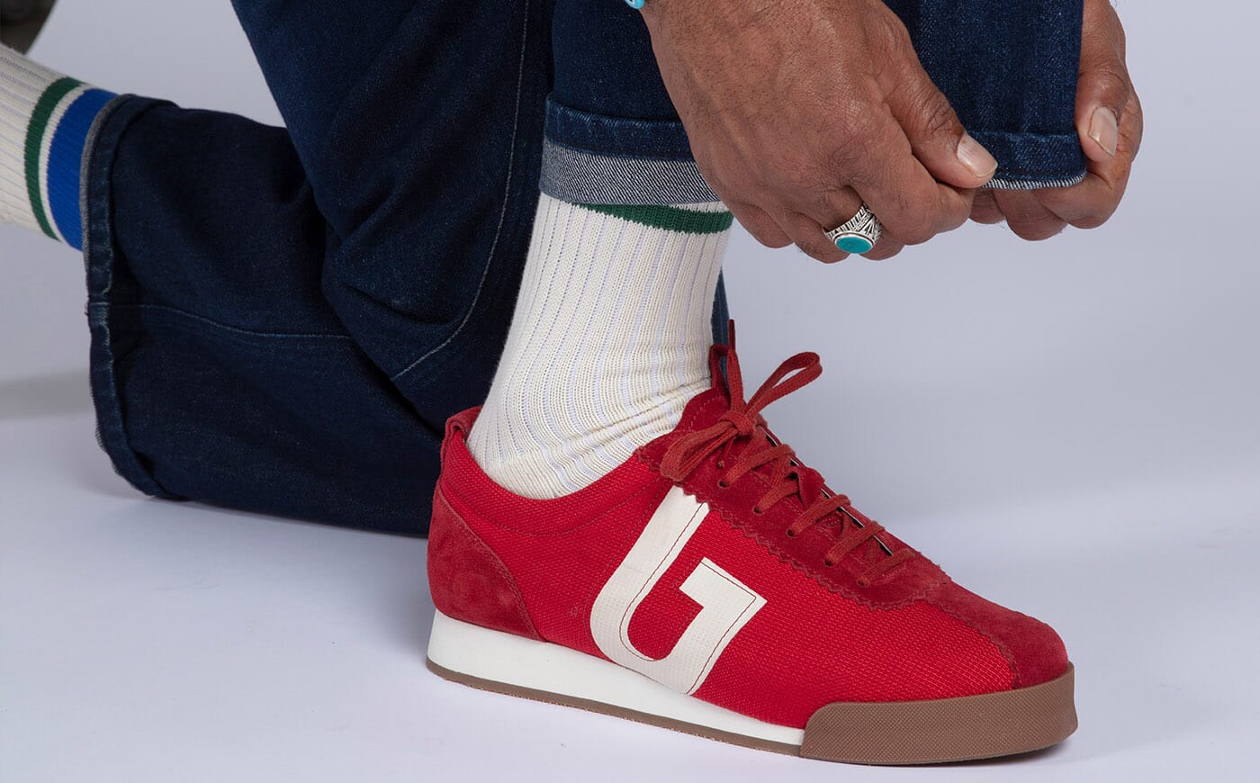 Sneaker 80 | Mens Trainers in Red Cordura and Suede | Grenson