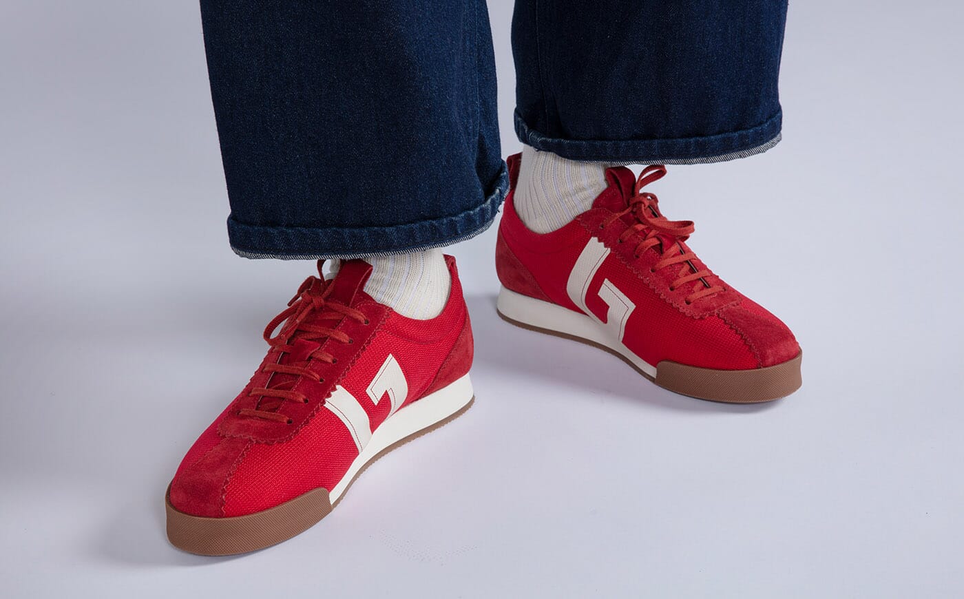 Sneaker 80 | Mens Trainers in Red Cordura and Suede | Grenson