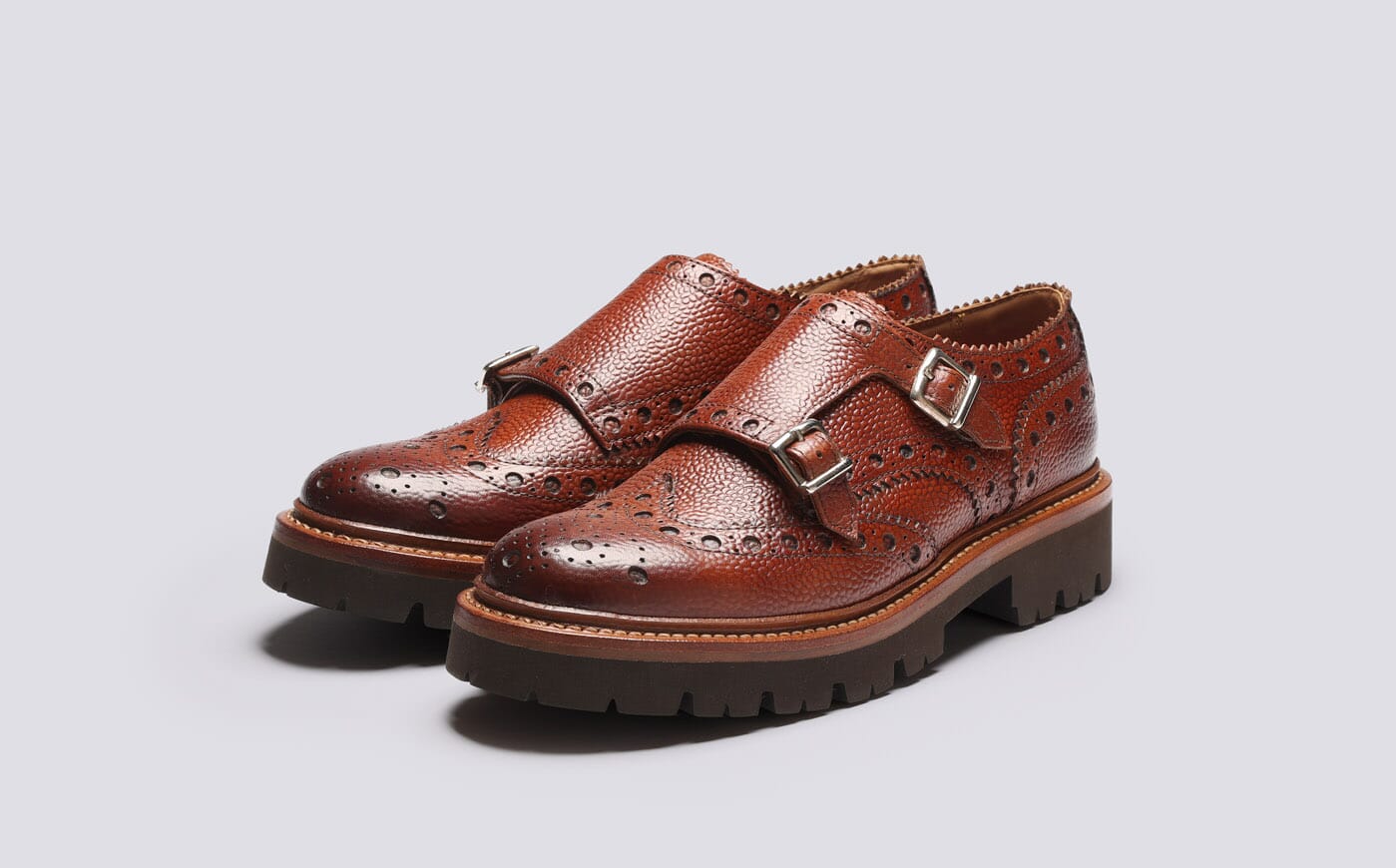 Ariel Women #39 s Double Buckled Wingcap Leather Brogue Grenson