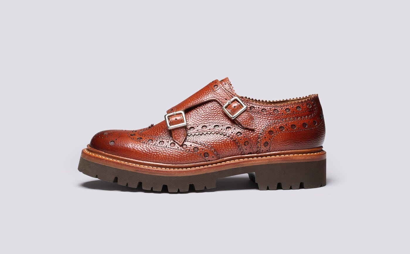 Ariel | Women's Double Buckled Wingcap Leather Brogue | Grenson