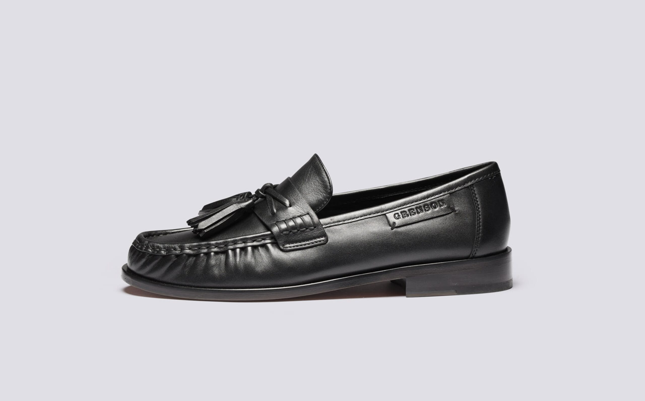 Grenson Black Leather Merlin Tassel Loafers - 10 UK/11 US Grenda Loafer In Black Leather | Emilia Wickstead main image 4