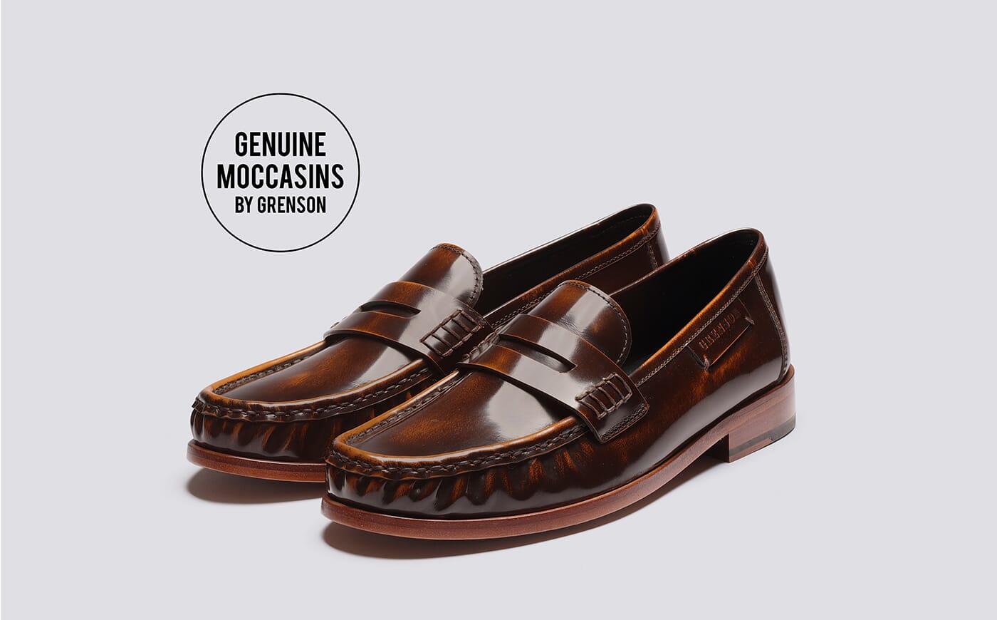 Susanna | Womens Moccasin Loafers in Black Leather | Grenson