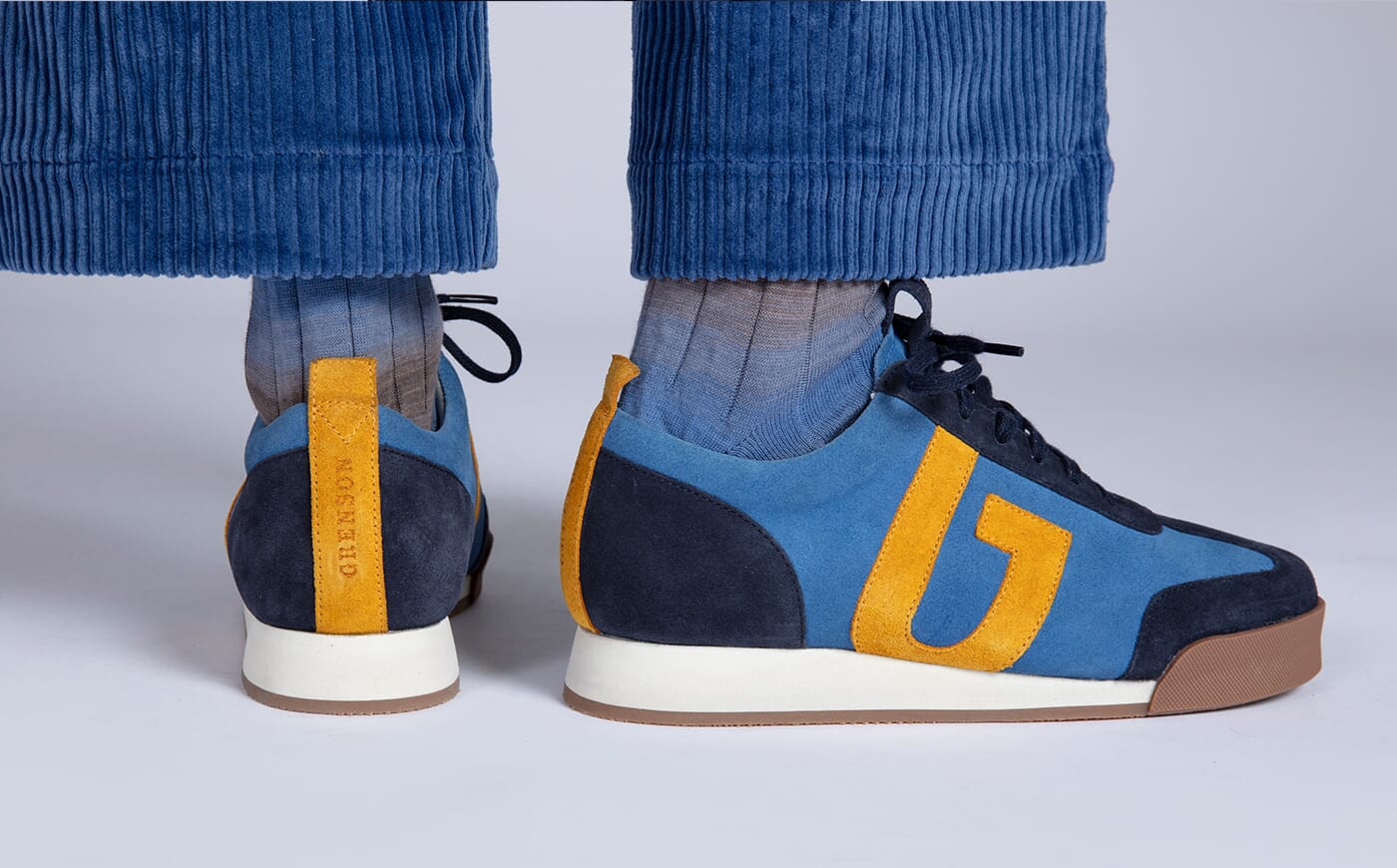 Sneaker 51 | Womens Trainers in Blue and Yellow Suede | Grenson