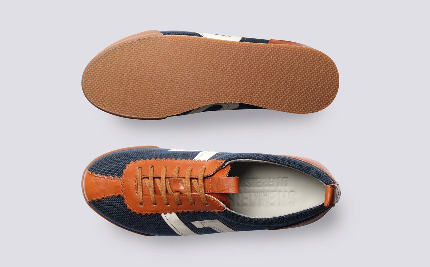 Sneaker 80 | Womens Trainers in Navy and Tan Mix | Grenson