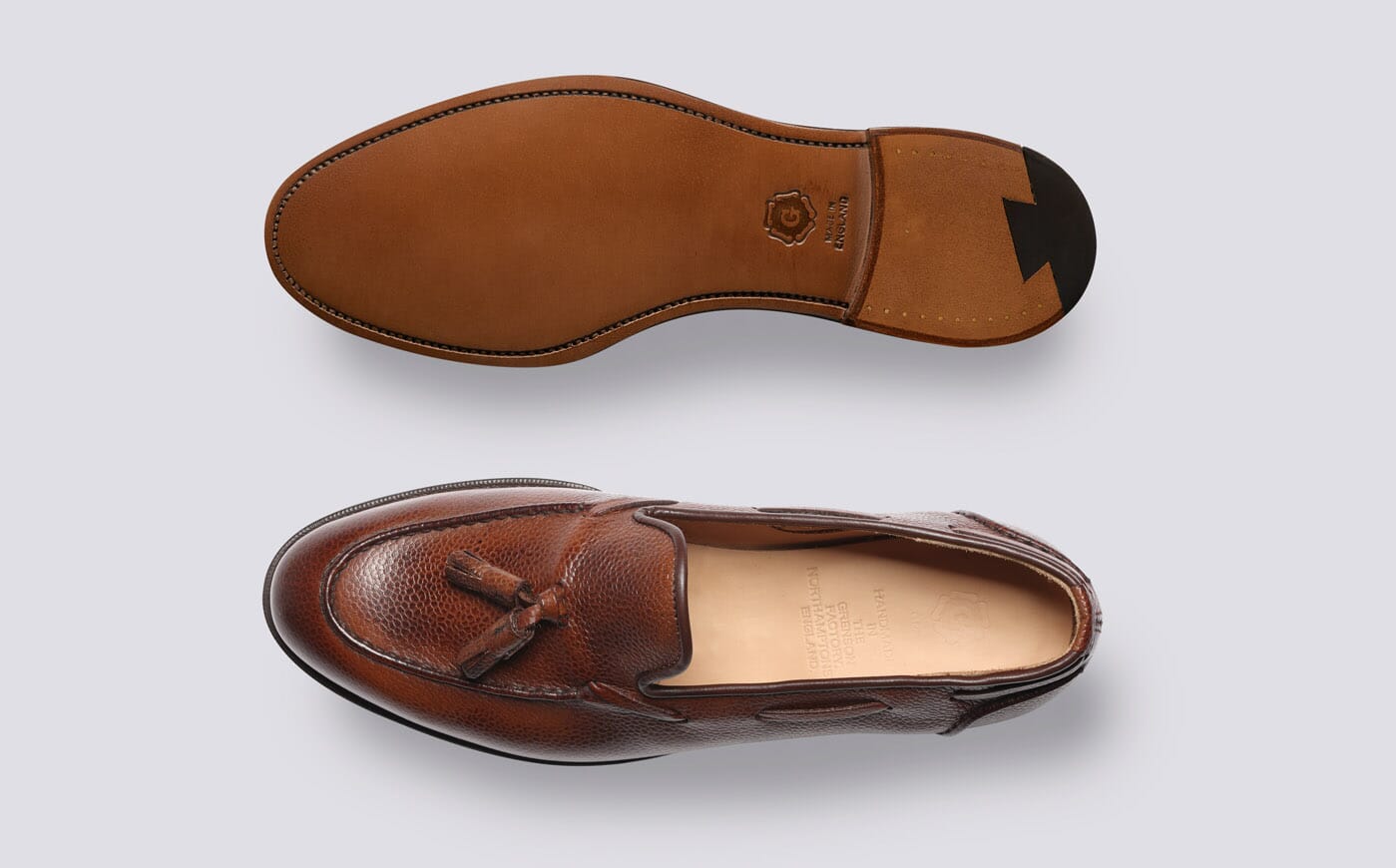 Leadenhall | Mens Loafers in Dark Brown Grain Leather | Grenson