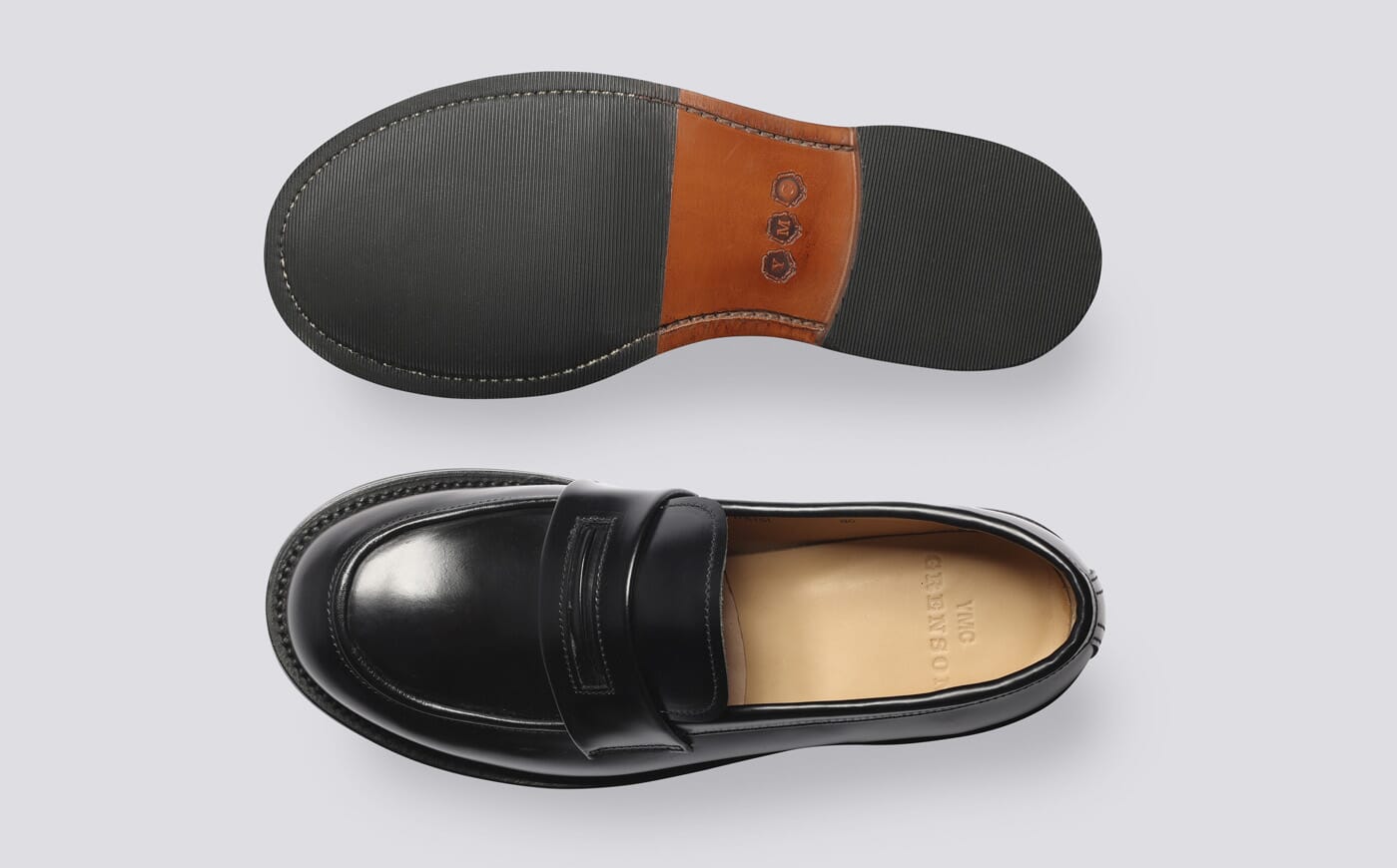Grenson x YMC Mens Leather Loafer in Black Calf Leather Grenson