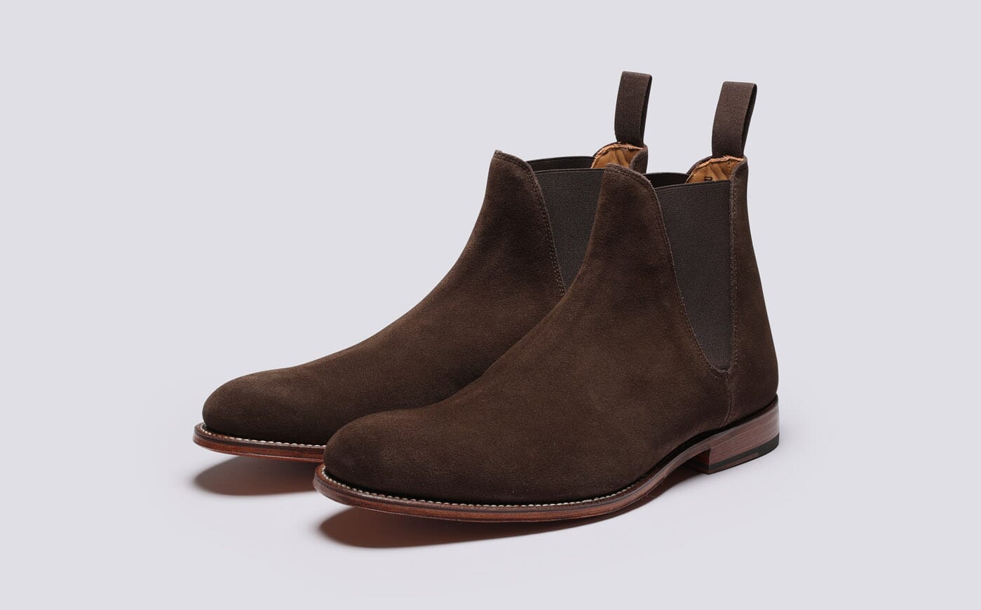 Nolan | Mens Chelsea Boots in Dark Brown Suede | Grenson display picture 1