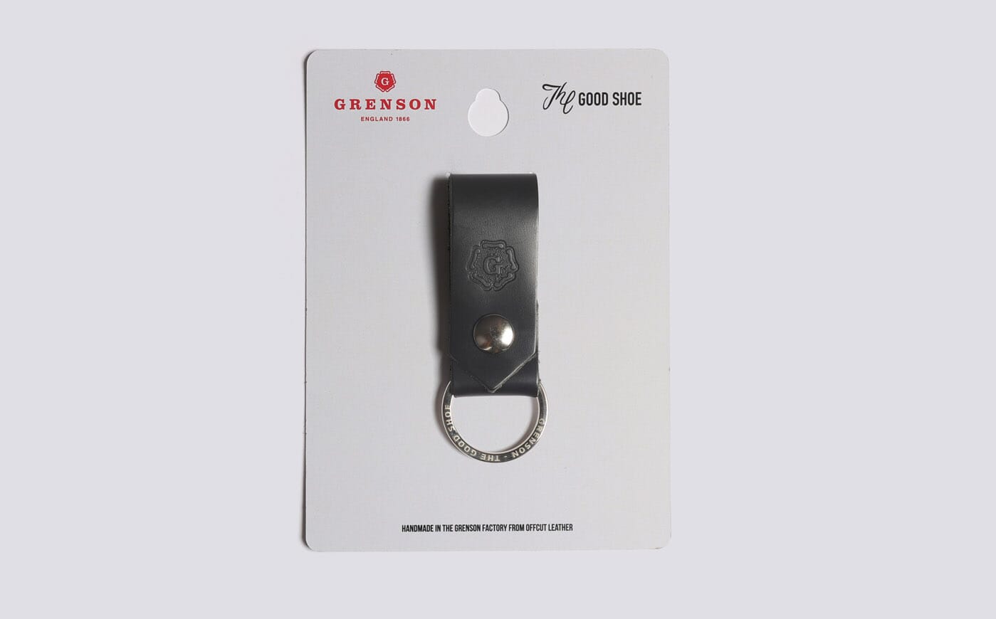 Tab Keyring | Black Grain Leather | Grenson