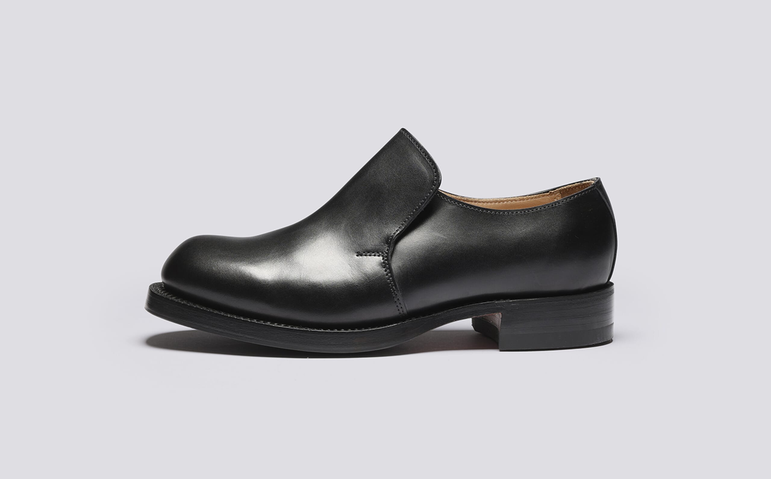 Rowan | Mens Slip on Shoes in Black Leather | Grenson