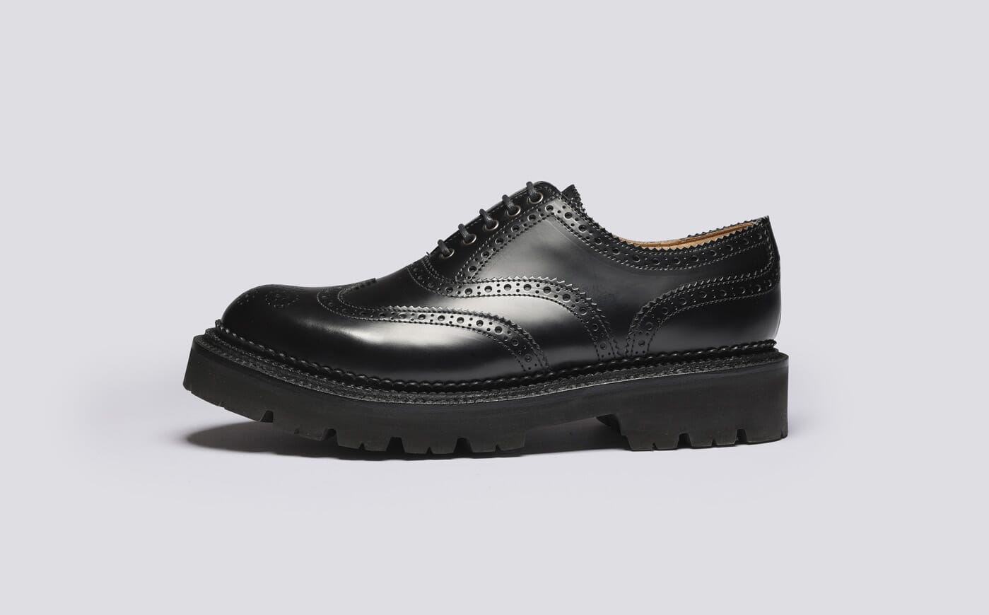 Dominic | Men's Handmade in England Black Brogue on Goodyear