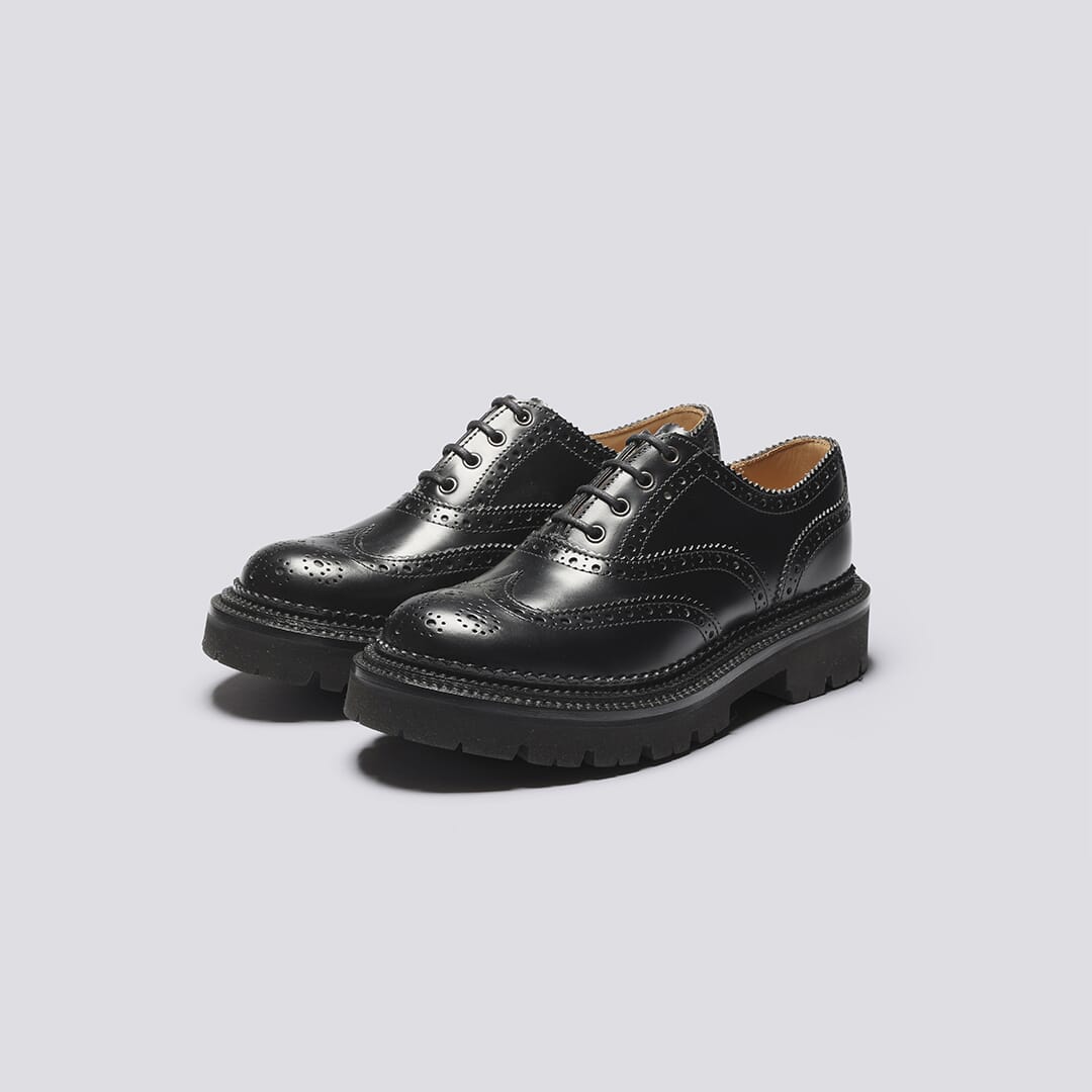 Dominique | Women's Handmade in England Black Brogue on Rubber