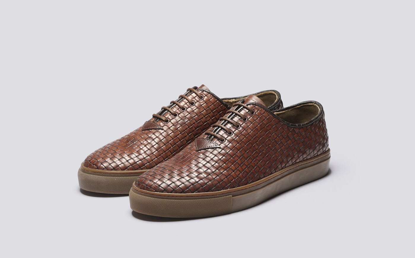 Men's Made In England Sneaker | Wholecut from Brown Woven Leather