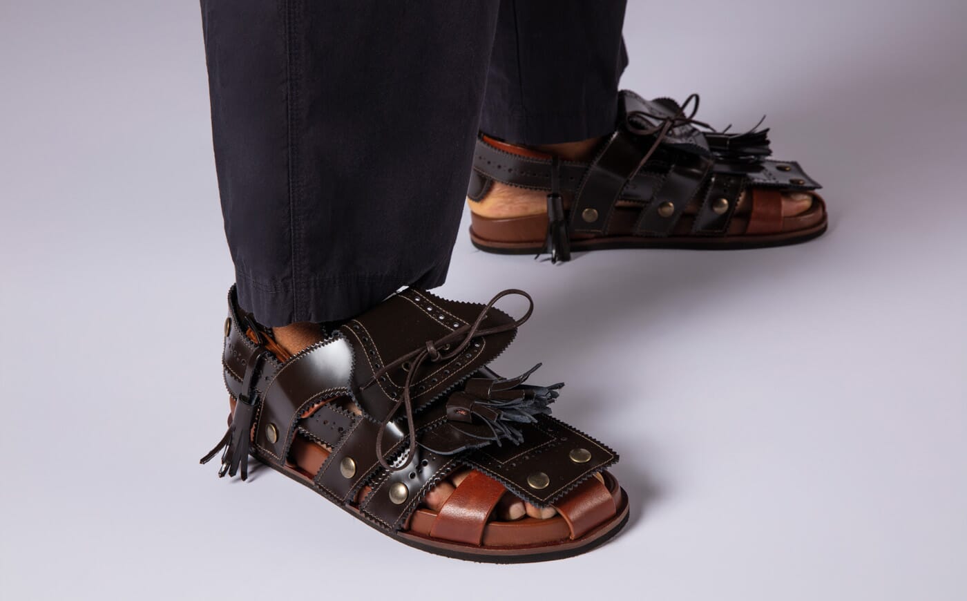 Craig Green + Grenson Q | Men's Tan and Brown Leather Sandal