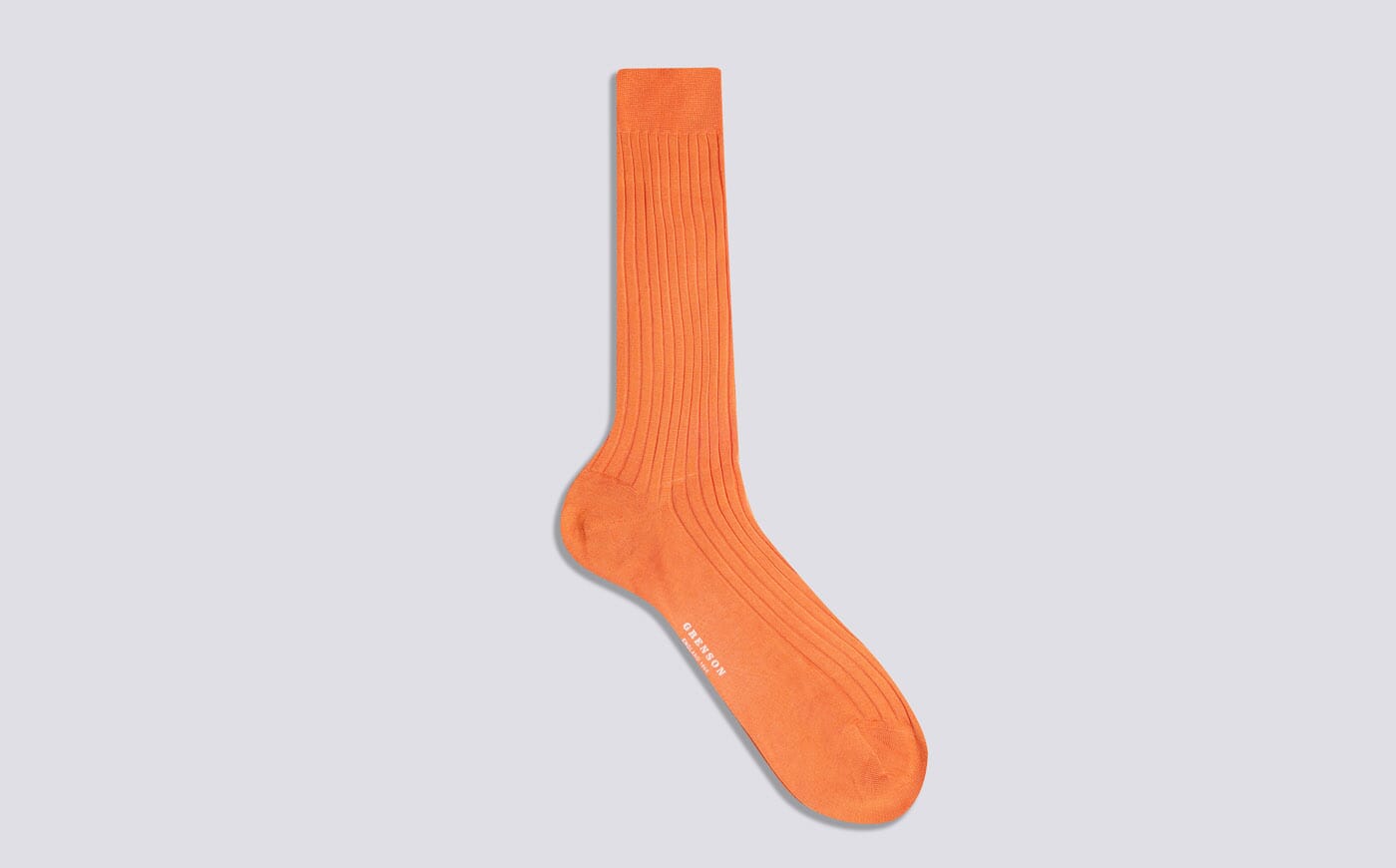 Mens Medium Ribbed Sock | Orange Cotton | Grenson