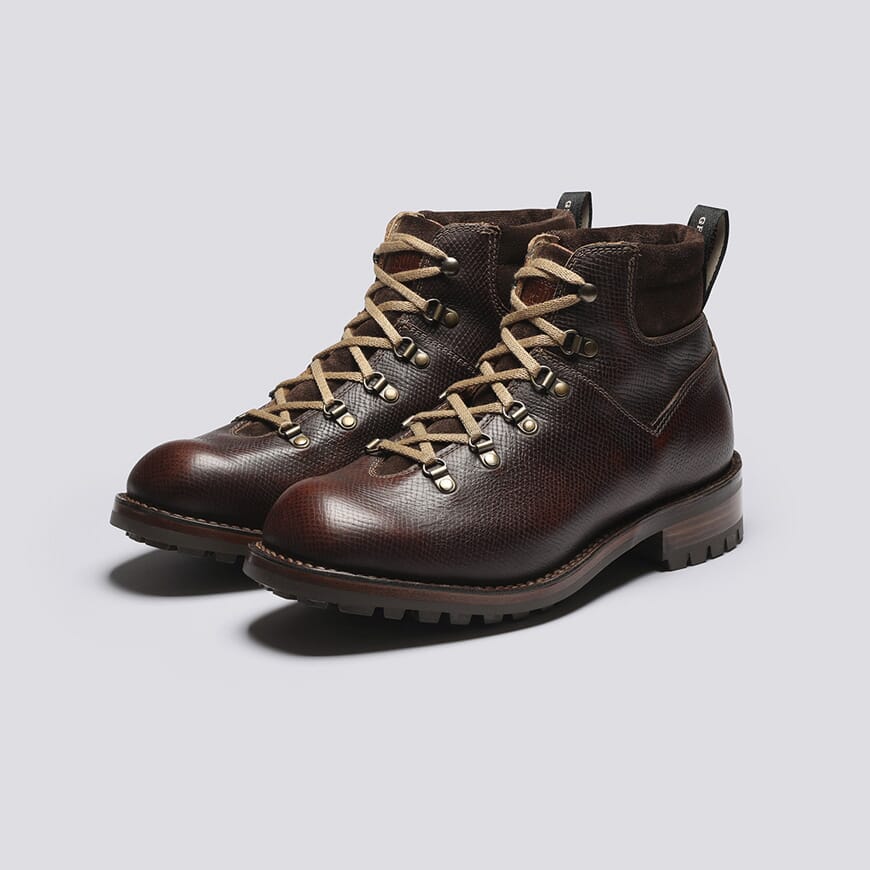 Herbie | Men's Brown Leather Alpine Vintage Veldt Boot | Grenson