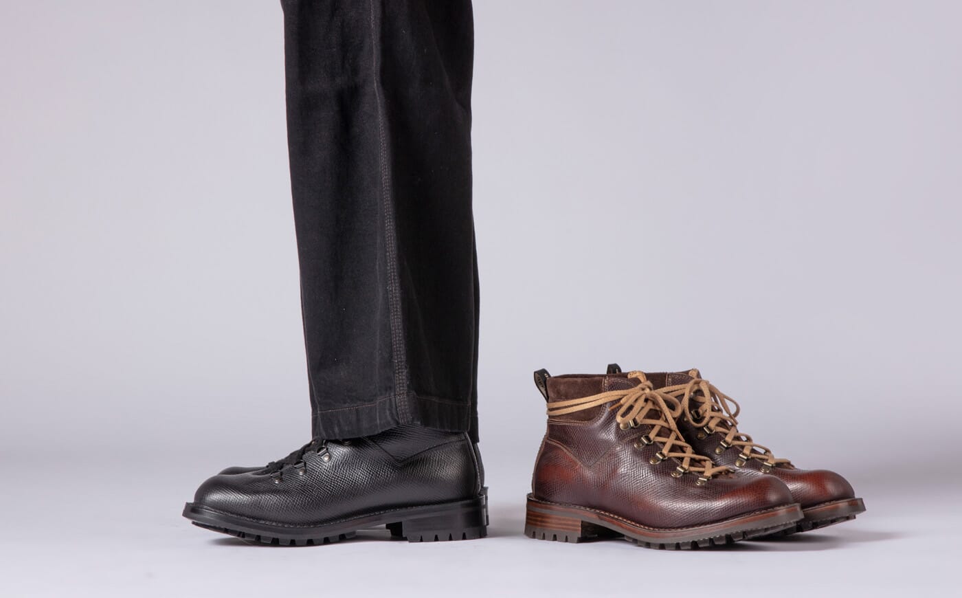 Herbie | Men's Black Leather Alpine Vintage Veldt Boot | Grenson