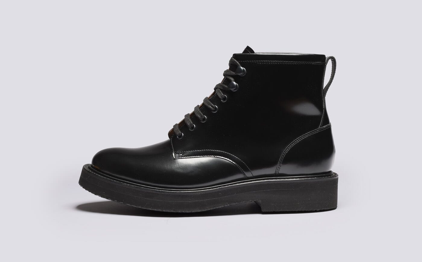 Alan | Mens Boots in Black Gloss Leather | Grenson