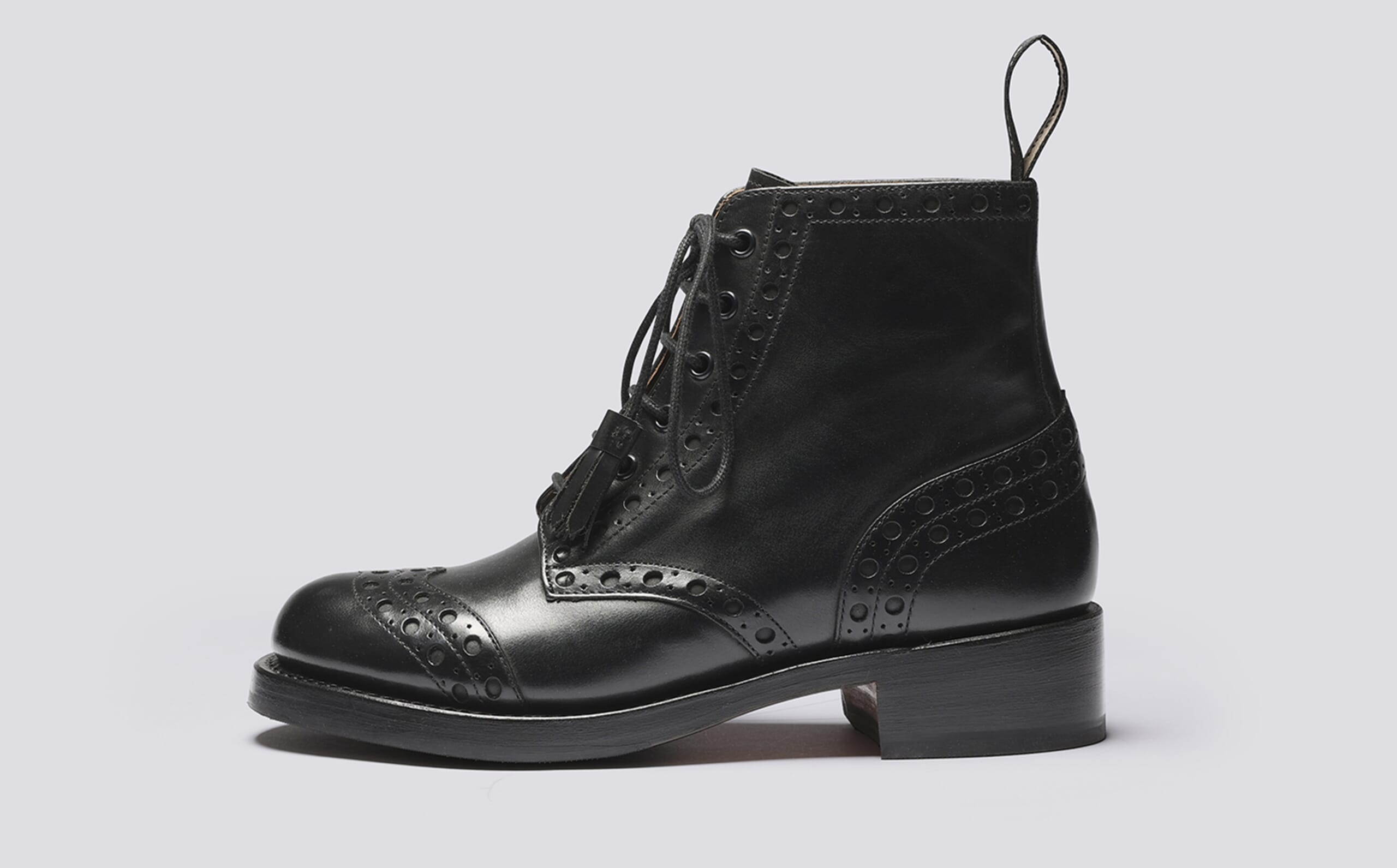 GRENSON Black Leather Lace-up Brogue Boots 12G / 12UK Grenson Fred Brogue Boot | Black | 111619-BLK main image 4