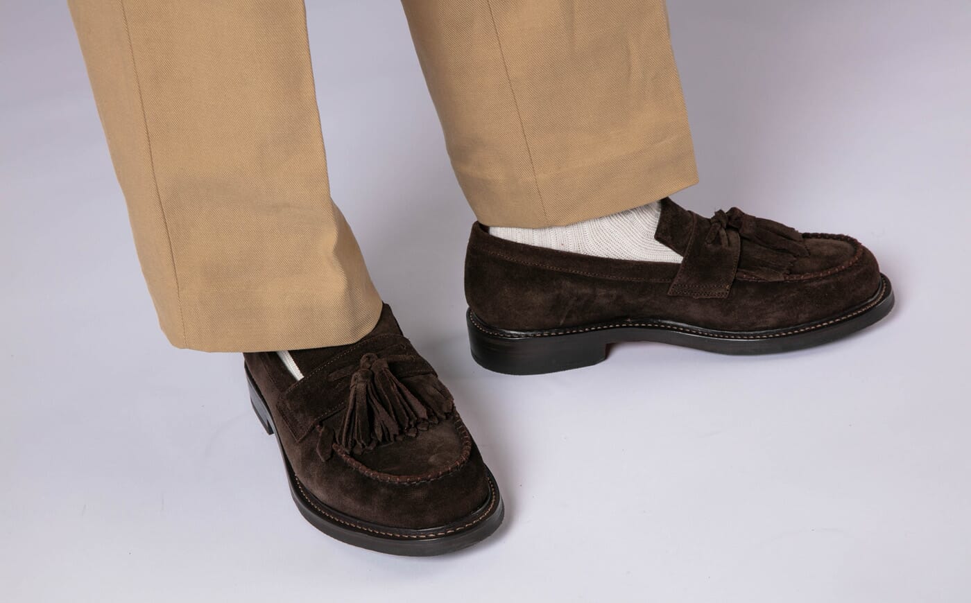 Grenson Brown Suede Tassel Loafers Size 8 E B7 Mari | Womens Tassel Moccasin Loafers in Tan Leather | Grenson main image 3
