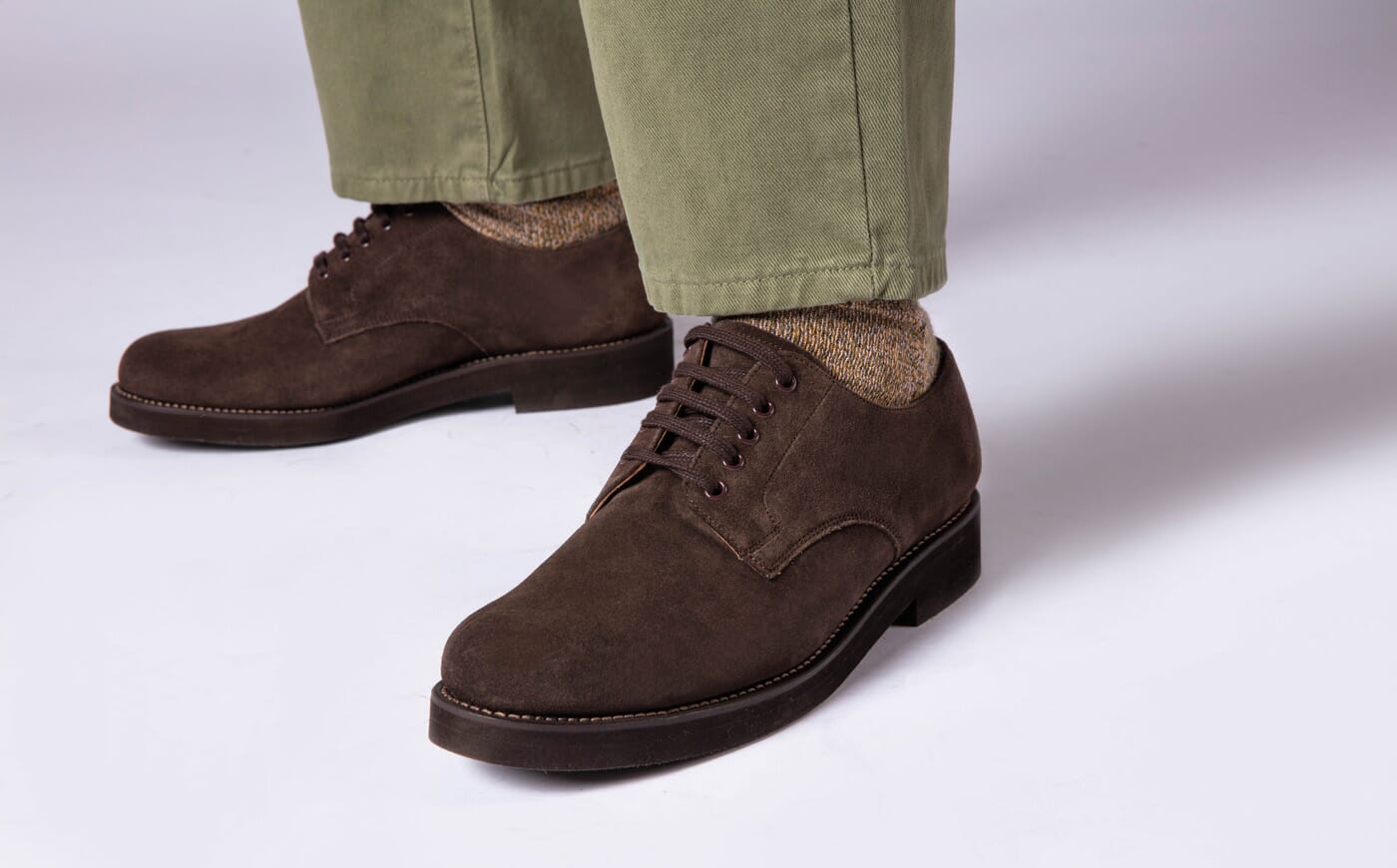 Curt | Goodyear Welted Derby Shoes for Men in Brown Suede  display picture 3