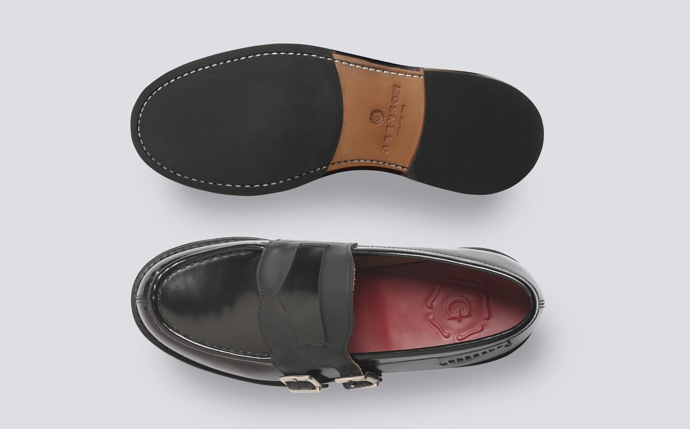Samantha | Womens Leather Loafer on Leather Sole with Double
