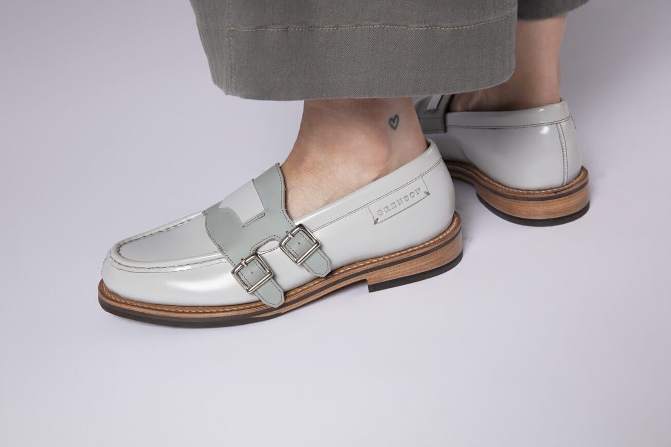 Samantha | Womens Leather Loafer on Leather Sole with Double