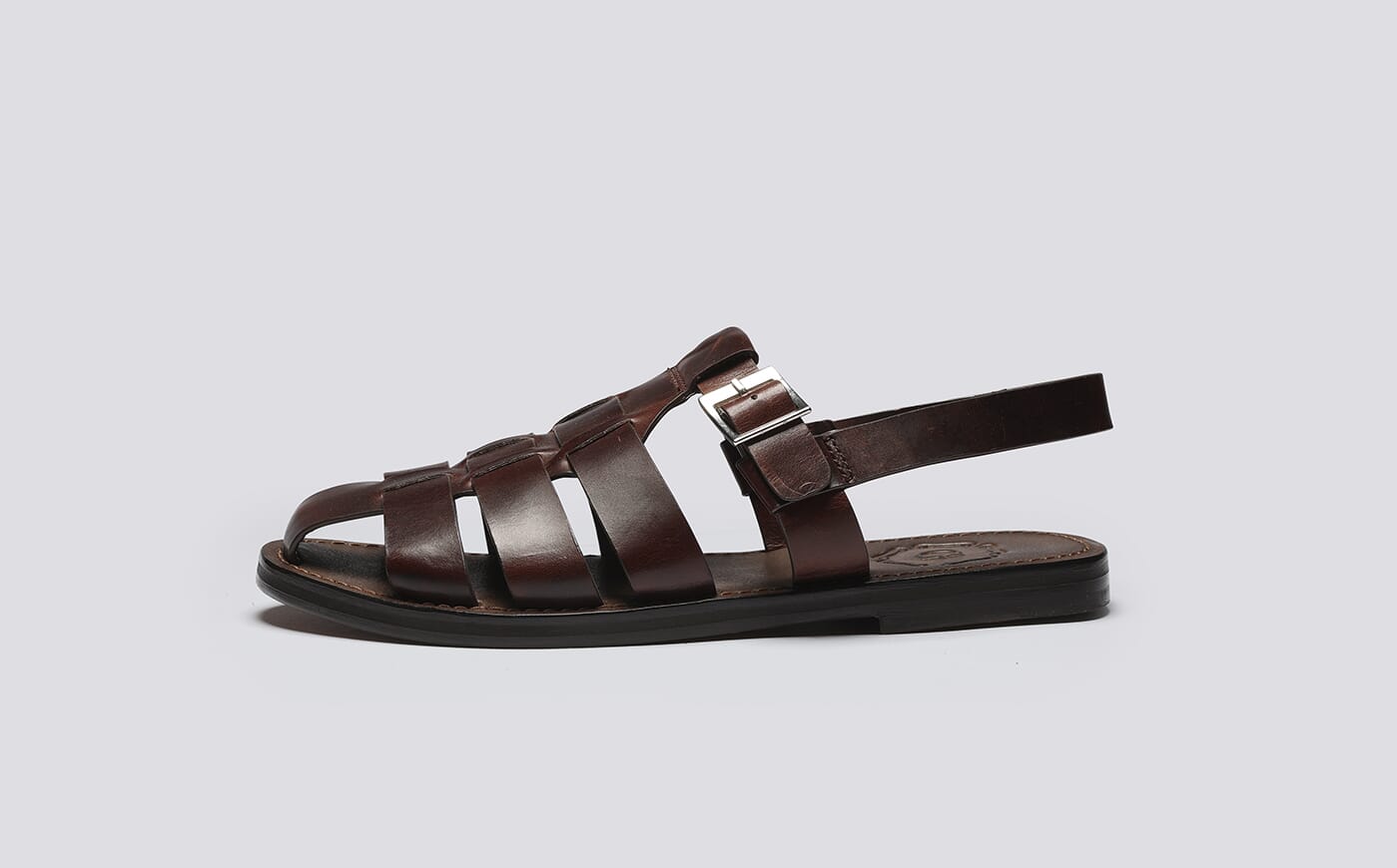 Quincy | Mens Sandal in Brown Pull Up Leather on a Leather Sole