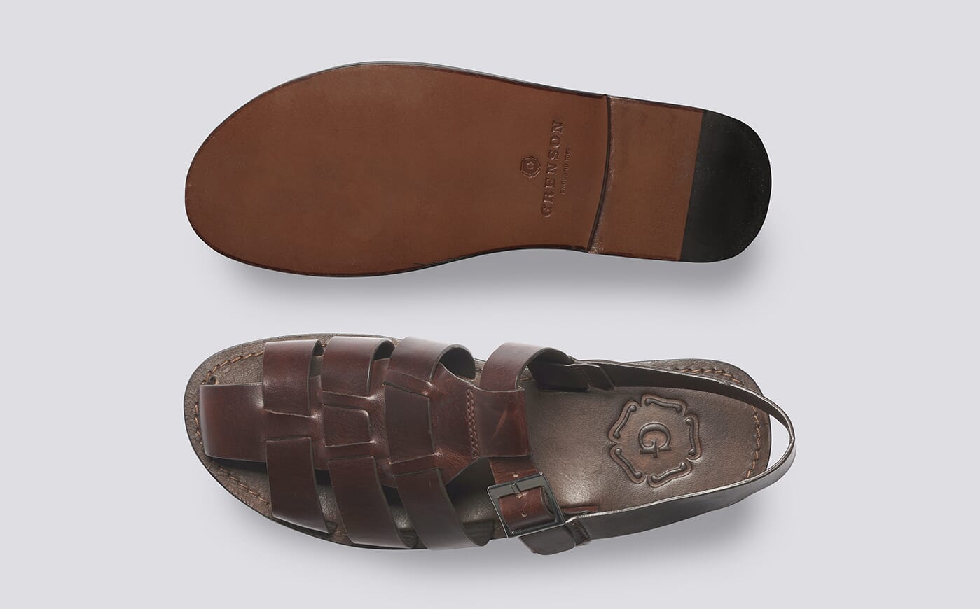 Quincy | Mens Sandal in Brown Pull Up Leather on a Leather Sole