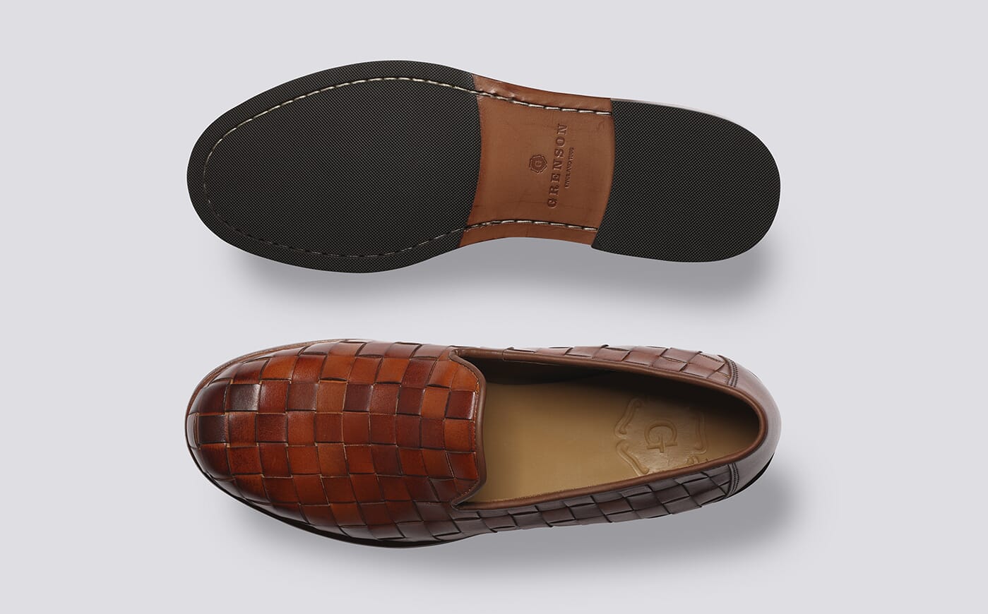 Sterling | Men's Tan Woven Leather Loafers | Grenson