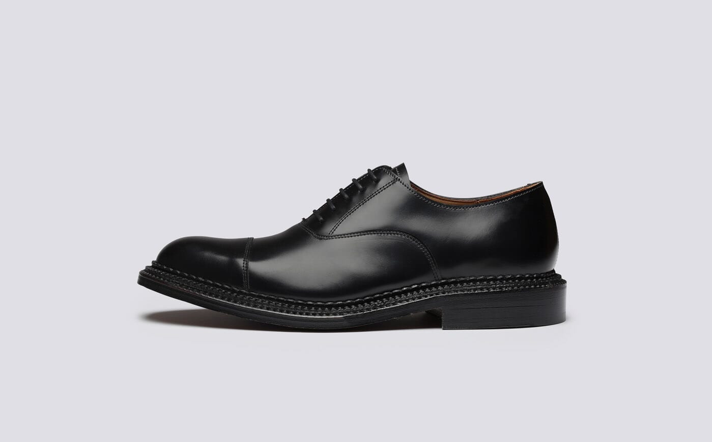 Gresham Mens Oxford Shoes in Black Leather Grenson