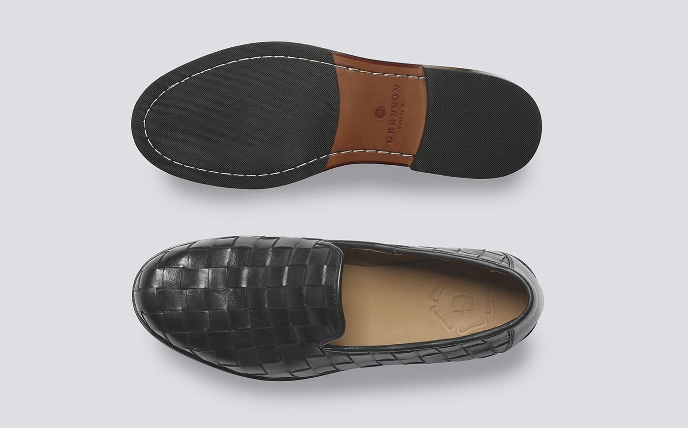 Sterling | Mens Loafer in Black Woven Calf | Grenson