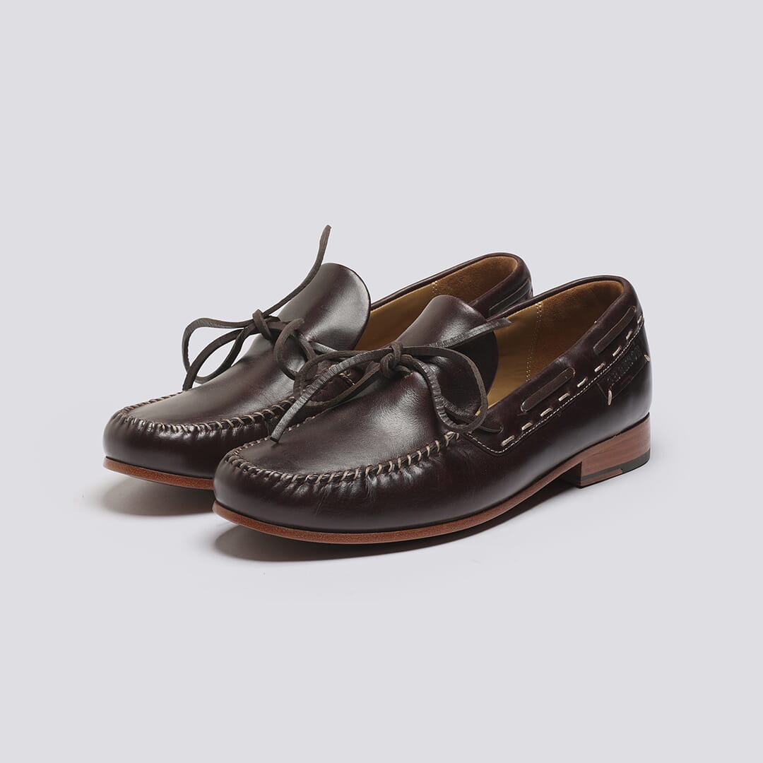 Melody | Women's Moccasin in Brown Waxed Pull-Up Leather on