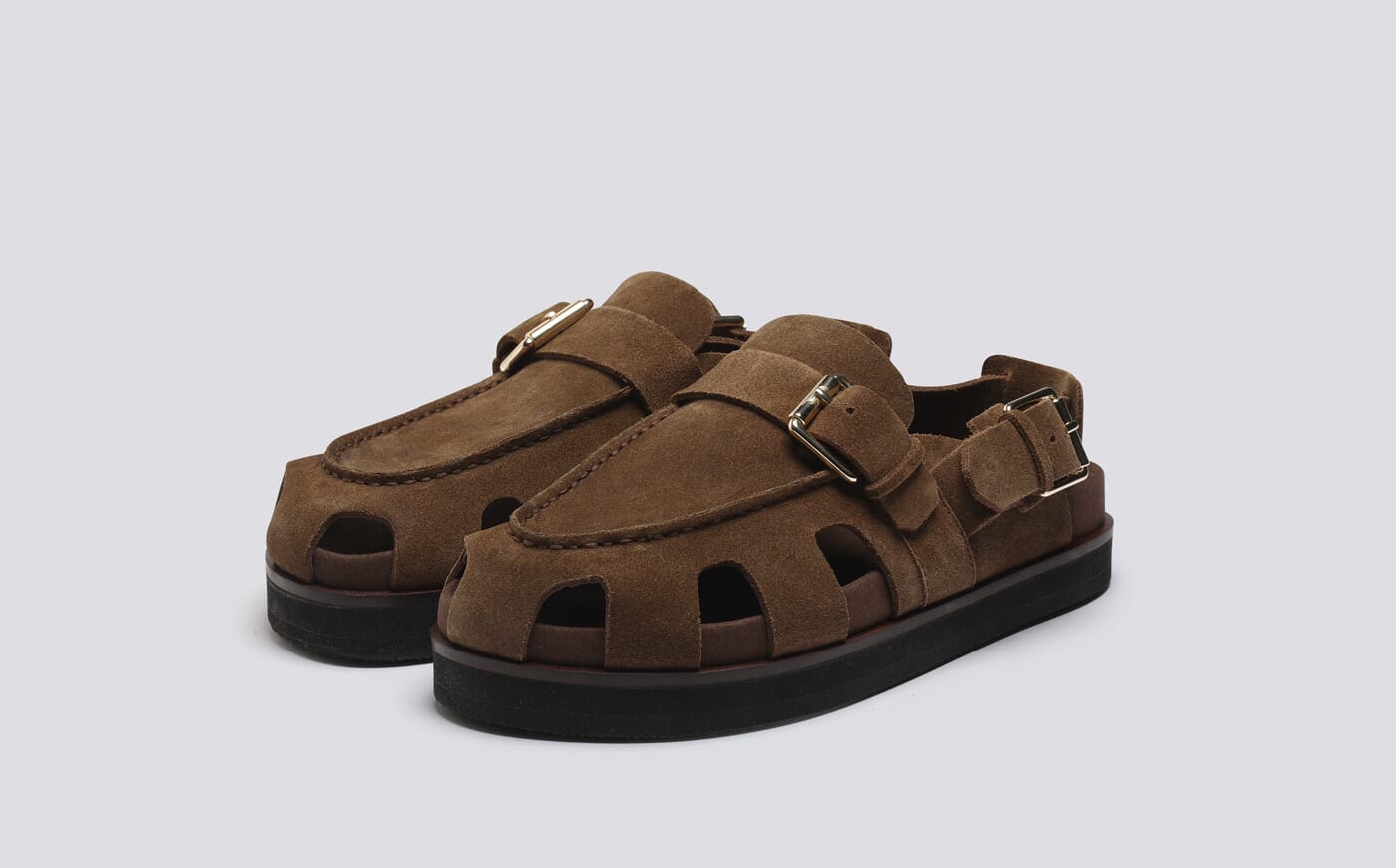 Dorrit | Women's Clog Style Sandal in Toffee Suede on Rubber Sole