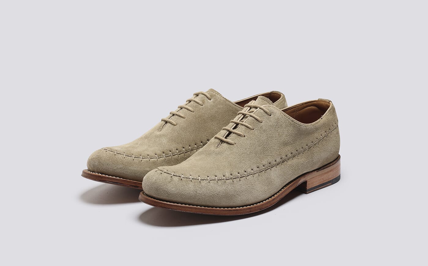 Astor | Mens Goodyear Welted Oxford in Beige Suede | Grenson