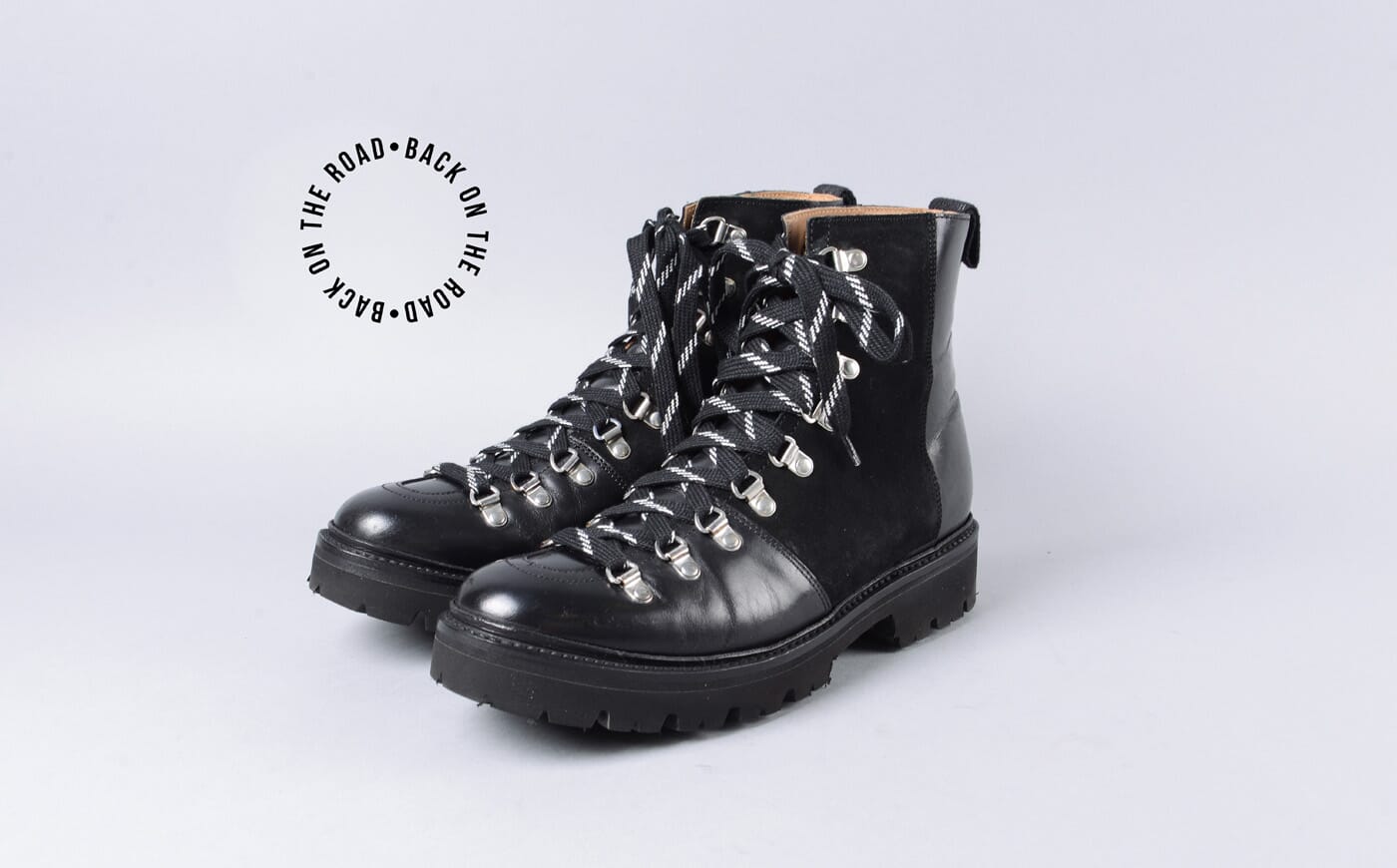 Pre-Worn Nanette | Womens Hiker Boots in Black Leather | Grenson