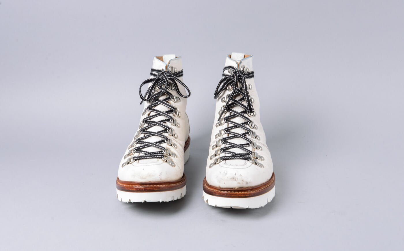 Nanette | Refurbished Womens Hiker Boots in White Softie Leather